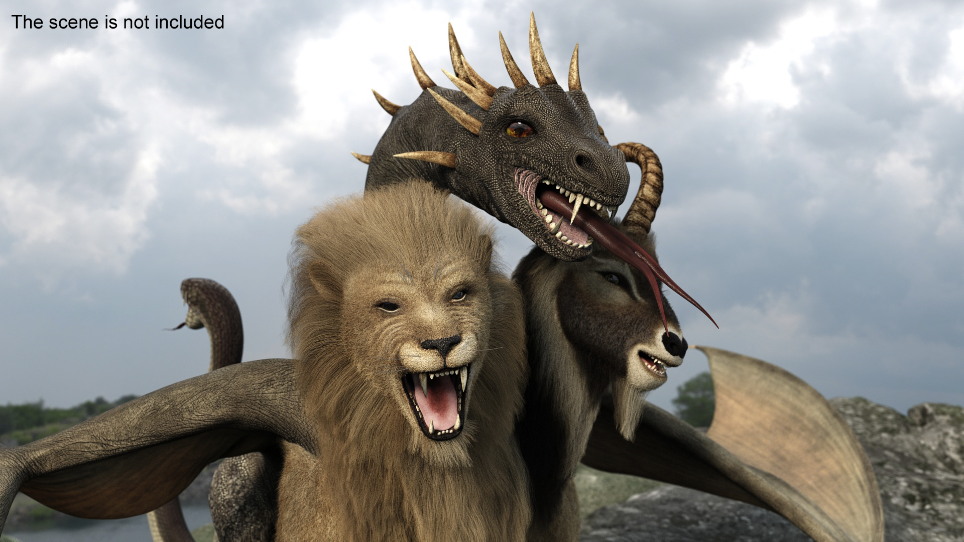 3D model Mythical Chimera with Fur