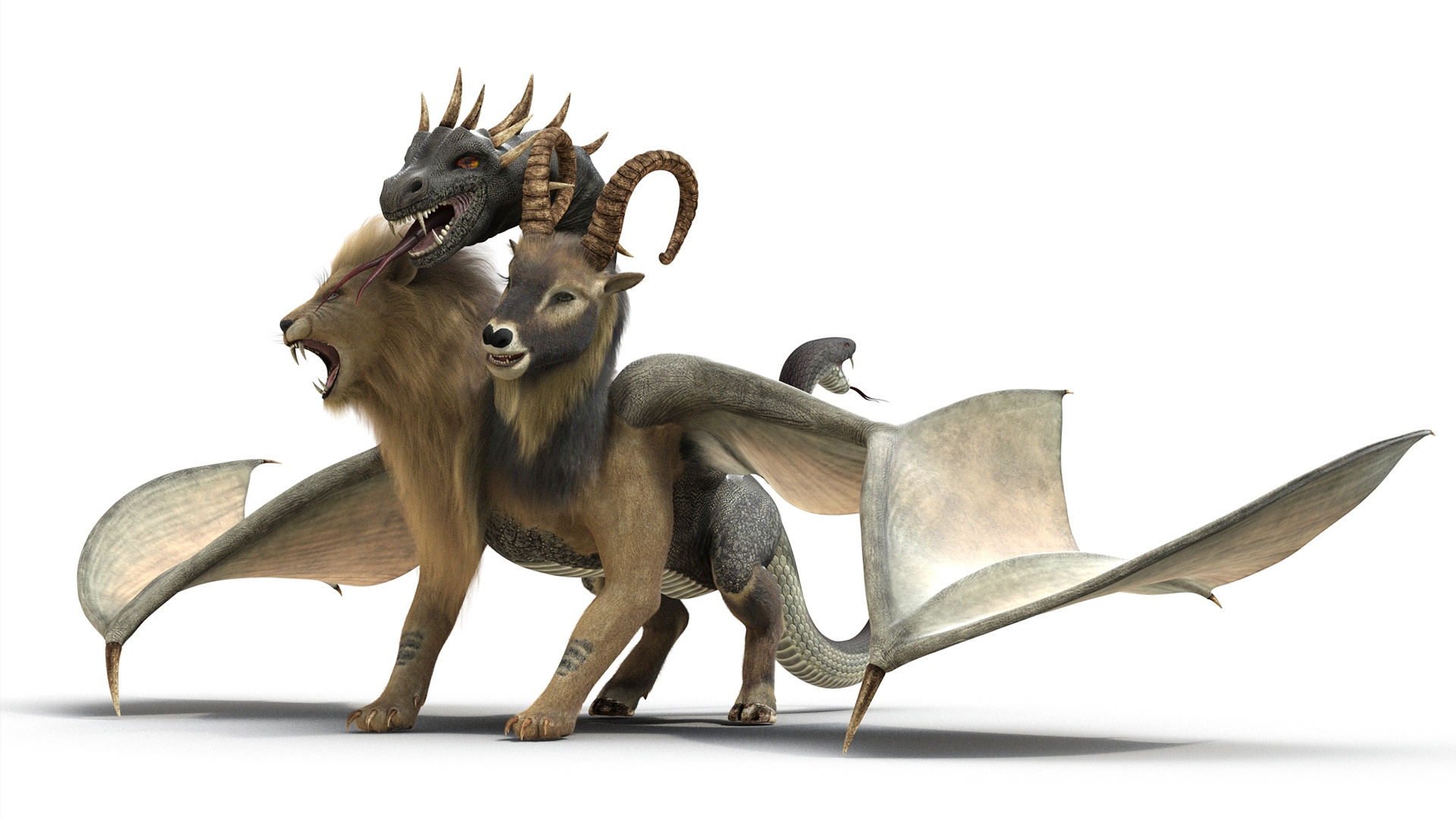 3D model Mythical Chimera with Fur