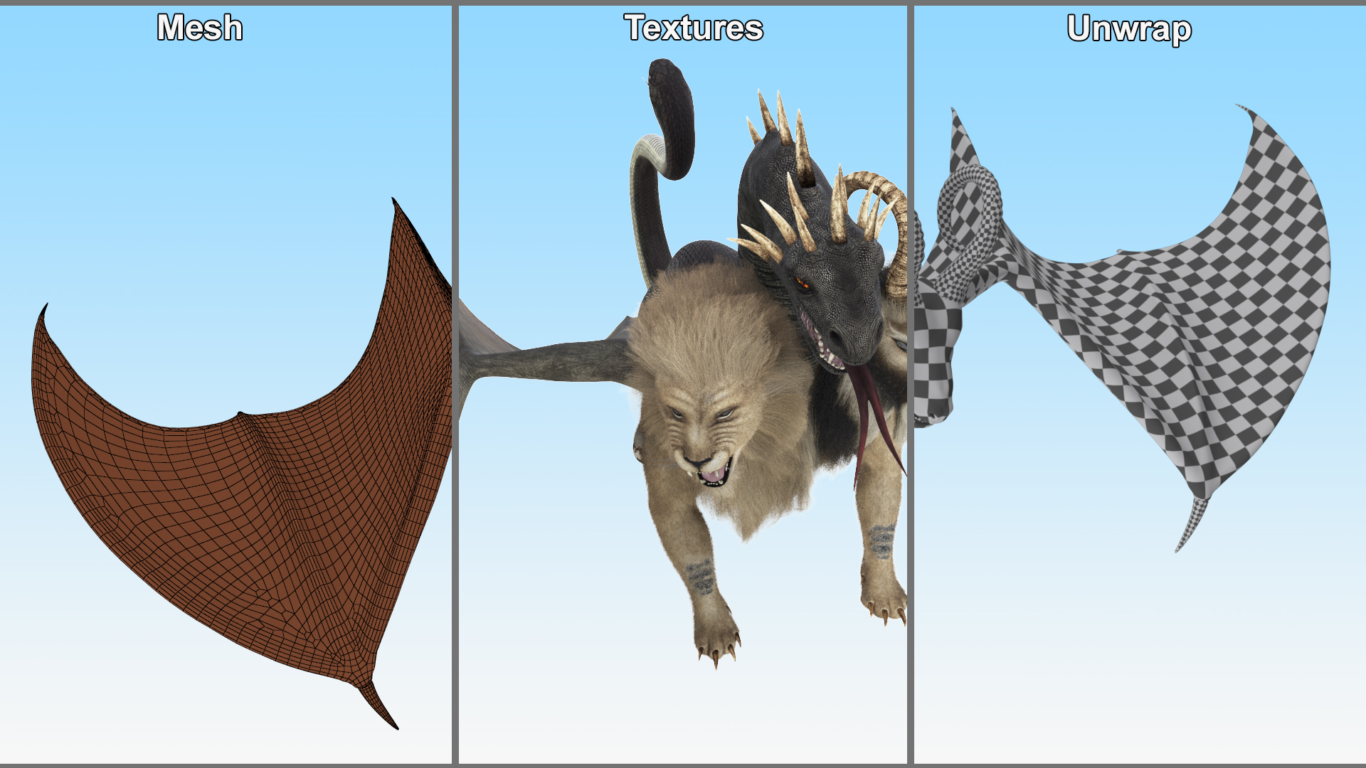 3D model Mythical Chimera with Fur