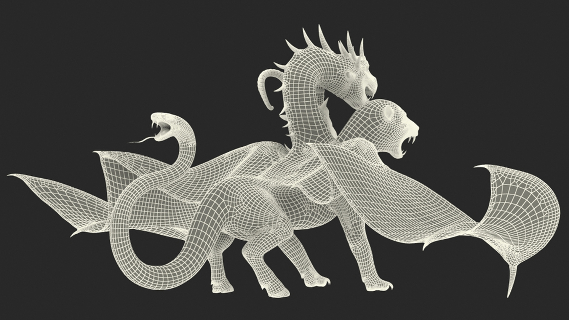 3D model Mythical Chimera with Fur