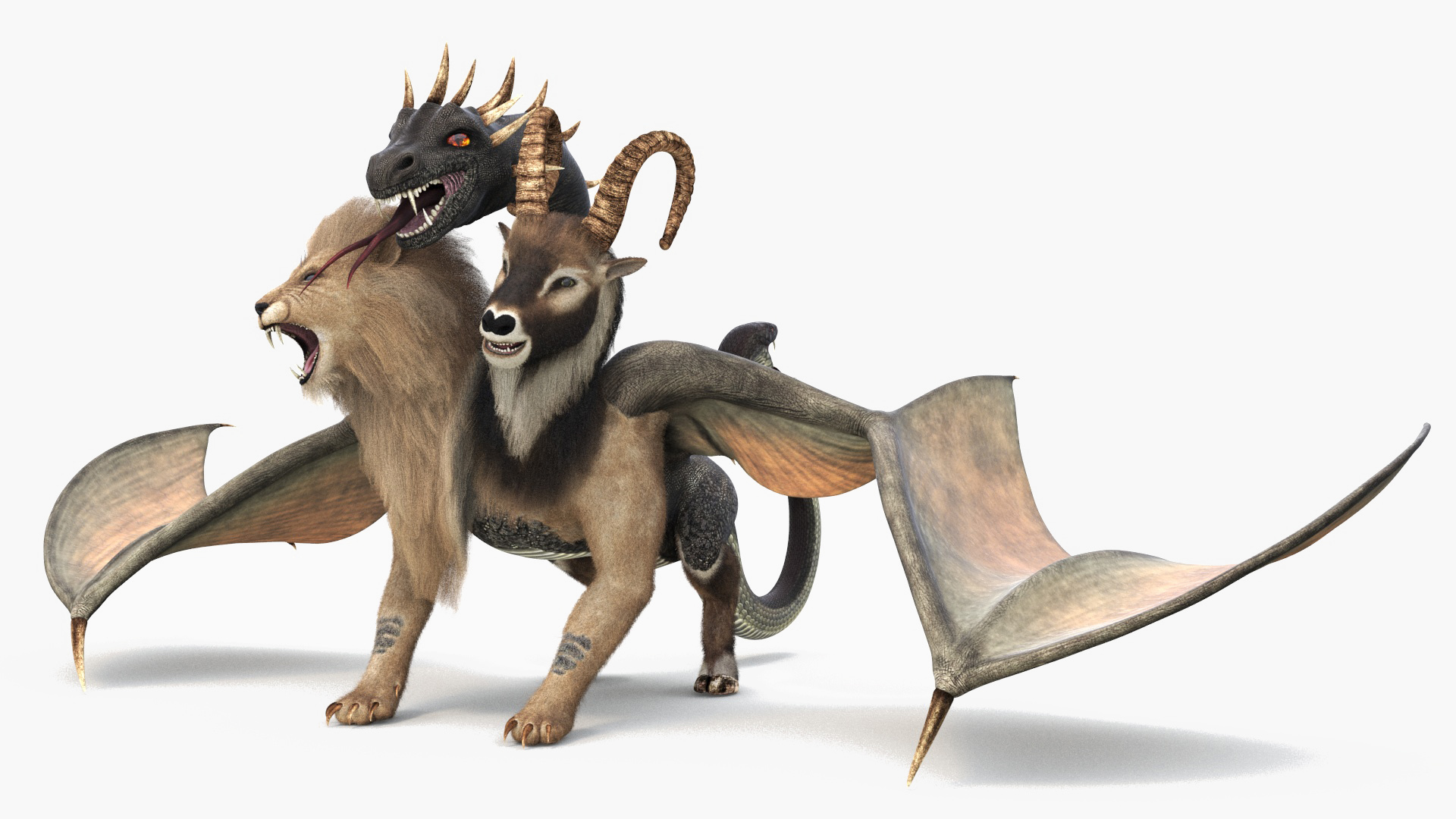 3D model Mythical Chimera with Fur