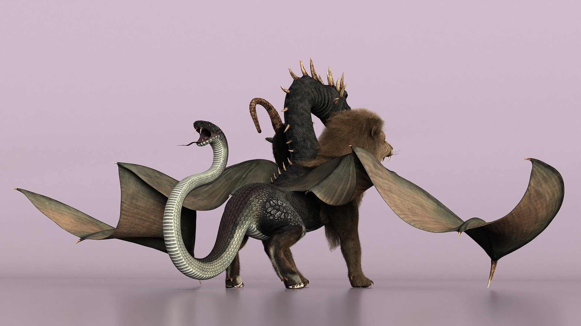 3D model Mythical Chimera with Fur