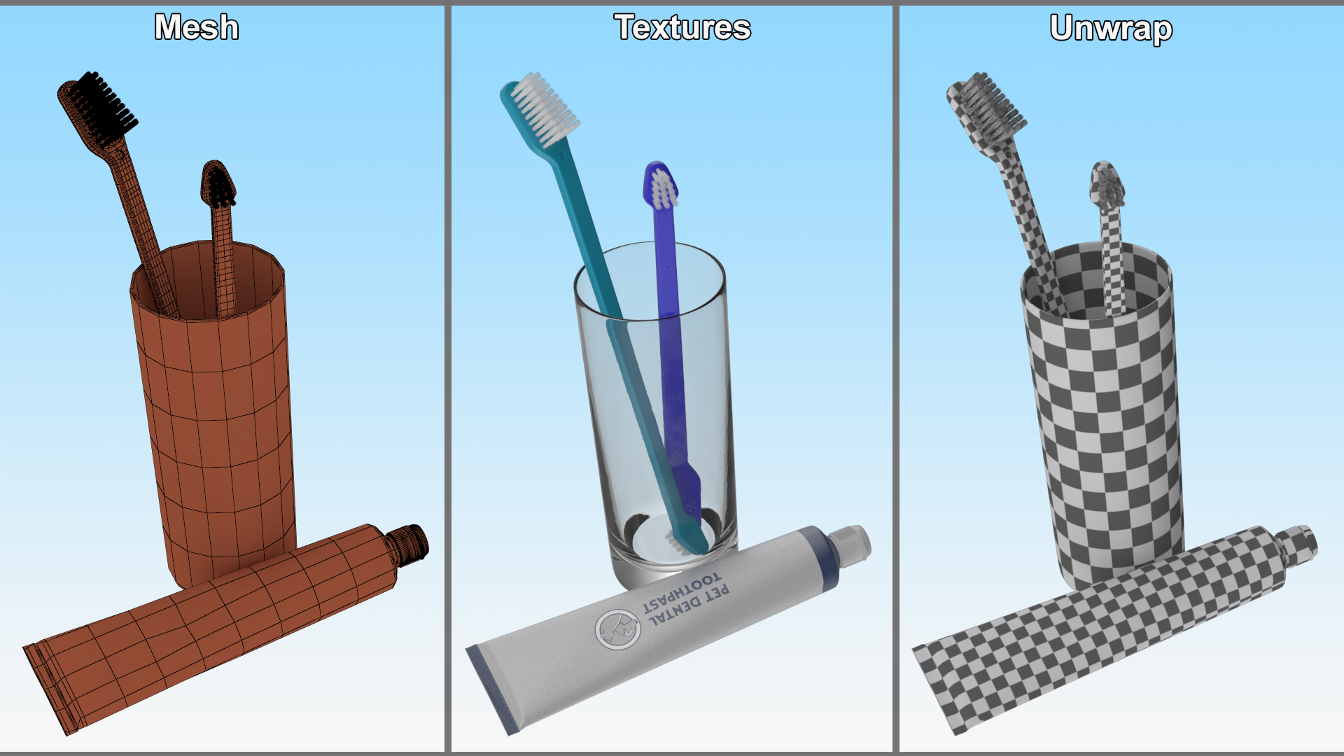 3D Pet Dental Cleaning Supplies model