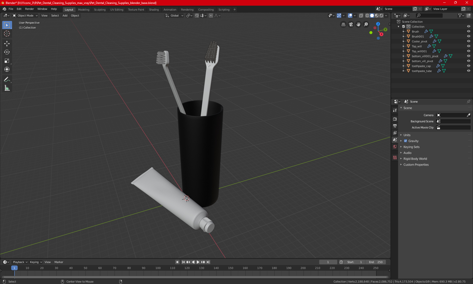 3D Pet Dental Cleaning Supplies model