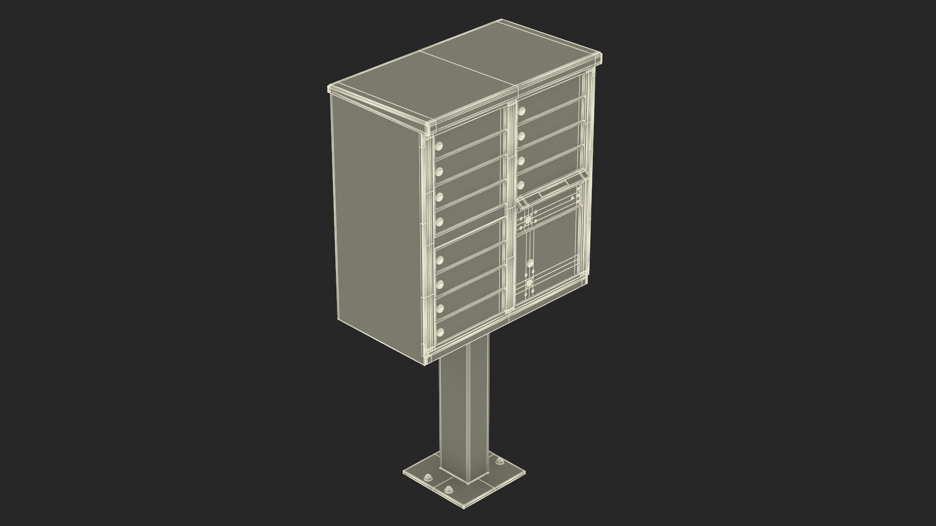 3D model Black Twelve Door Parcel Cluster Mailbox