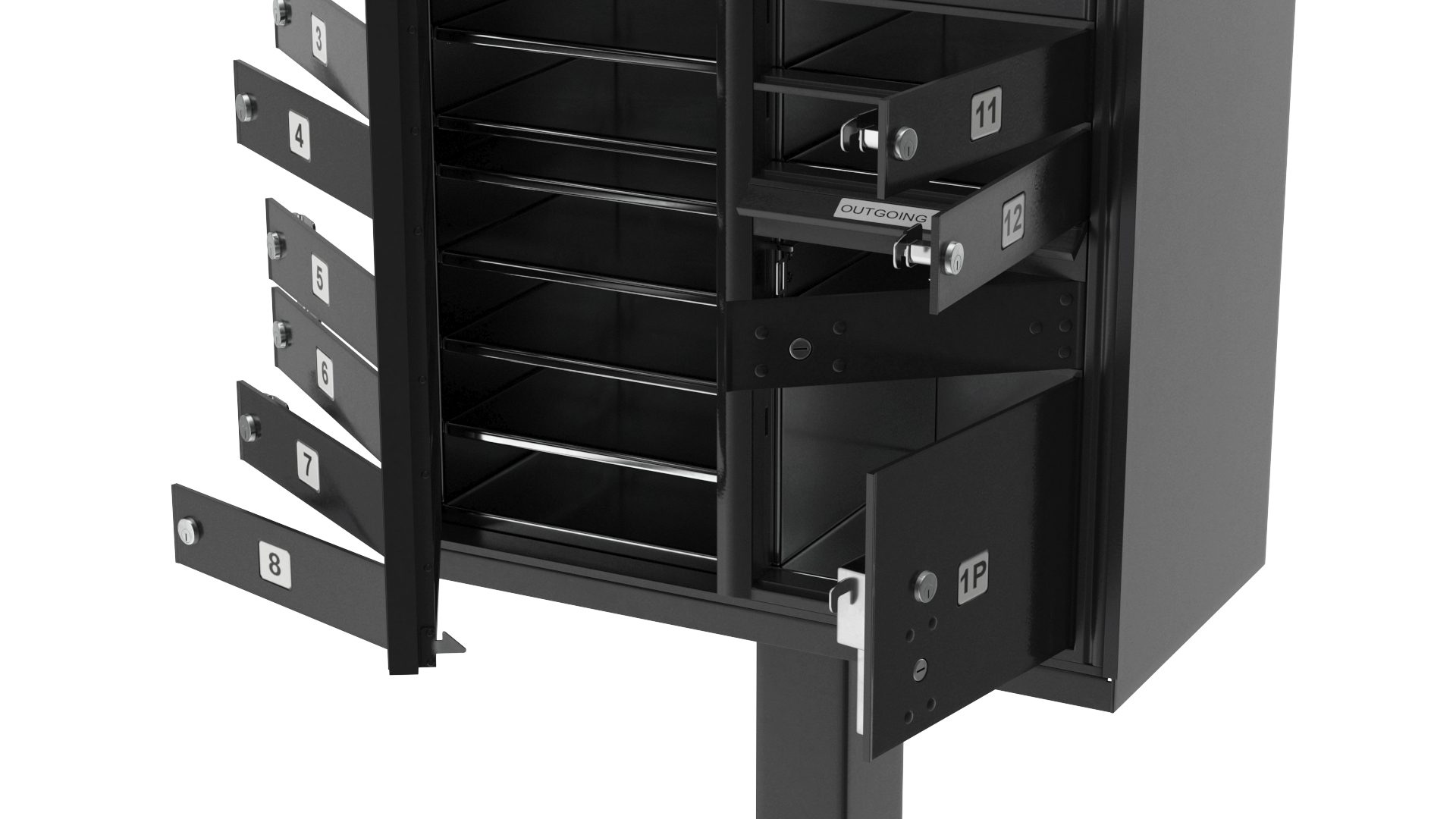 3D model Black Twelve Door Parcel Cluster Mailbox