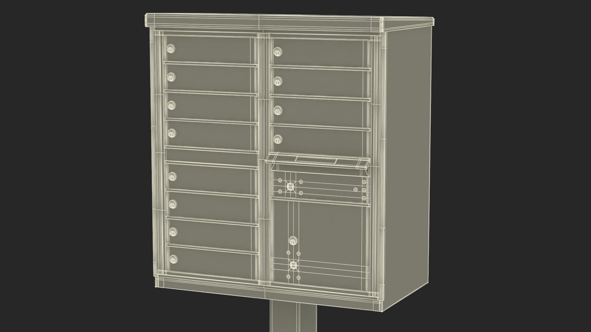 3D model Black Twelve Door Parcel Cluster Mailbox