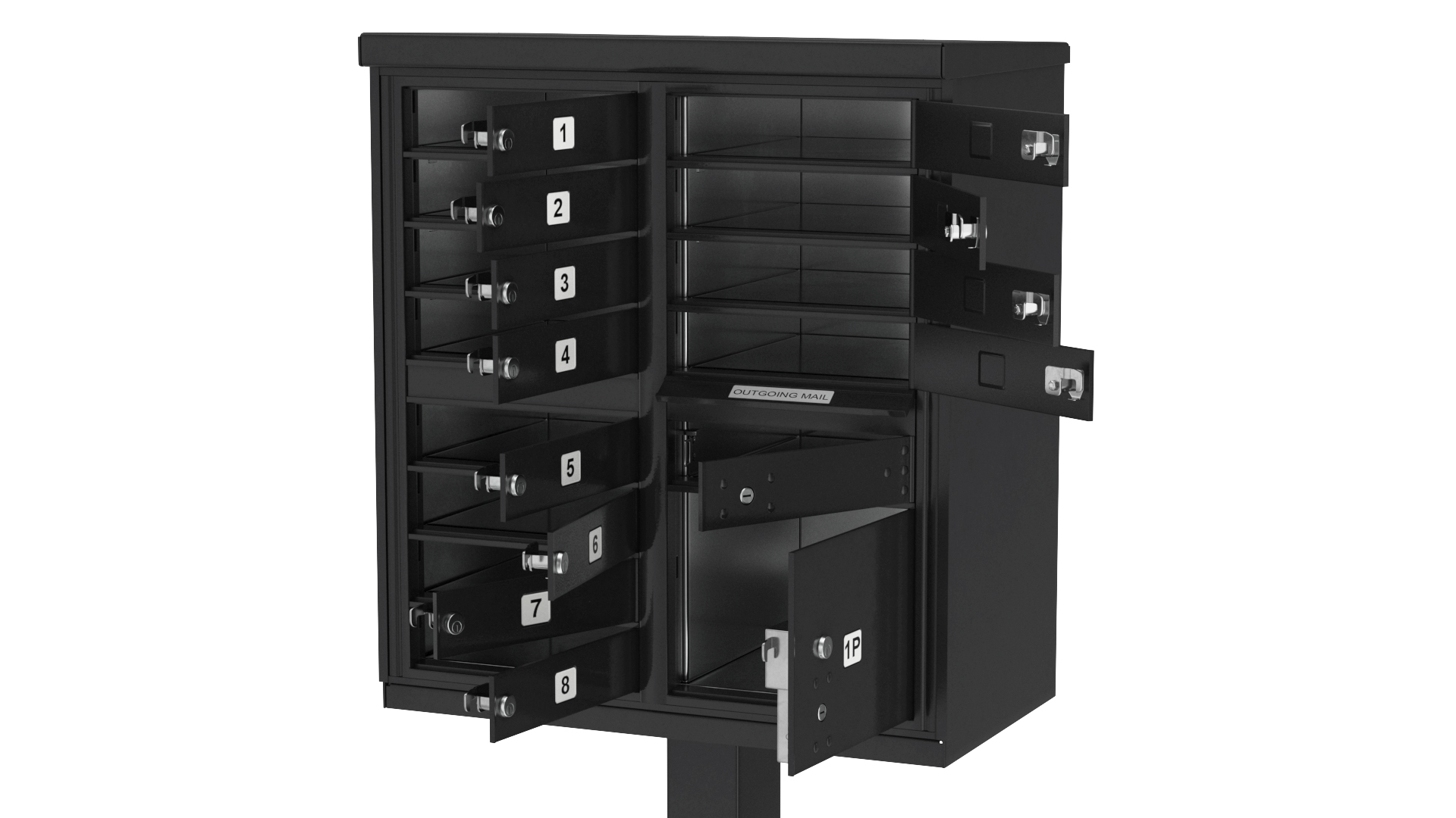 3D model Black Twelve Door Parcel Cluster Mailbox