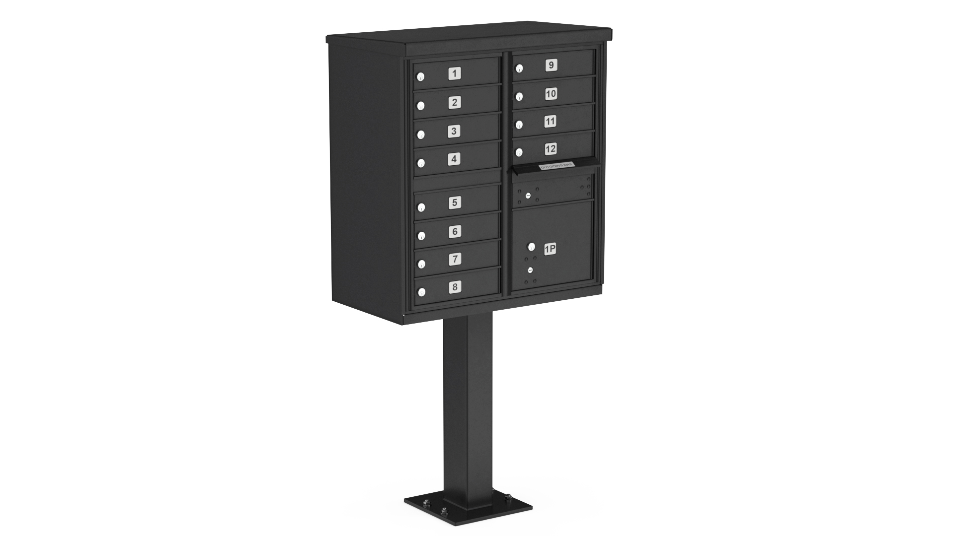 3D model Black Twelve Door Parcel Cluster Mailbox
