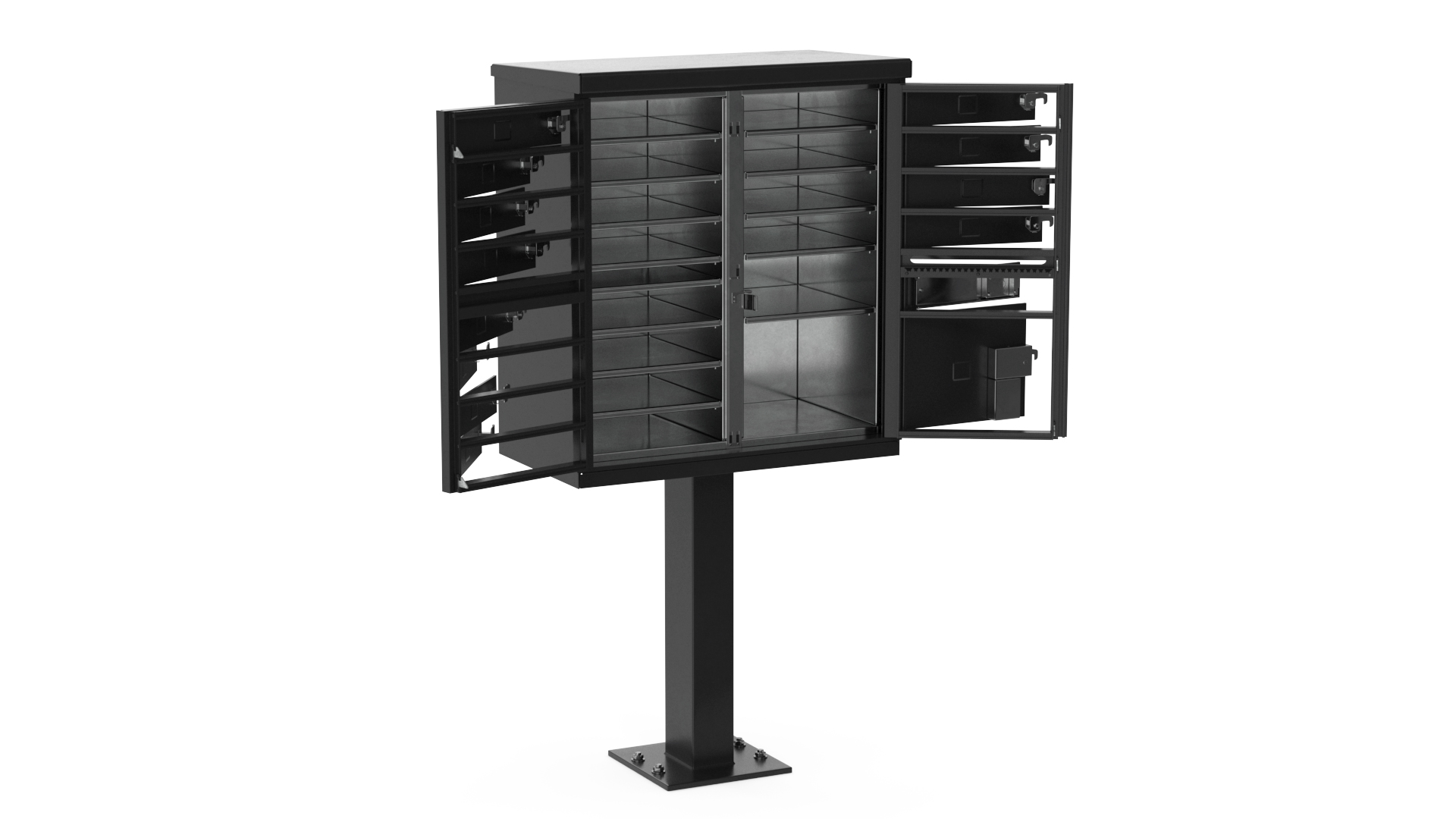 3D model Black Twelve Door Parcel Cluster Mailbox