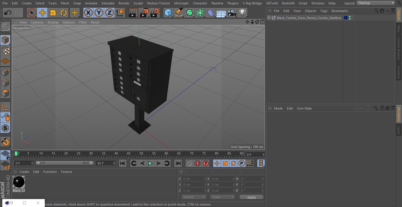 3D model Black Twelve Door Parcel Cluster Mailbox