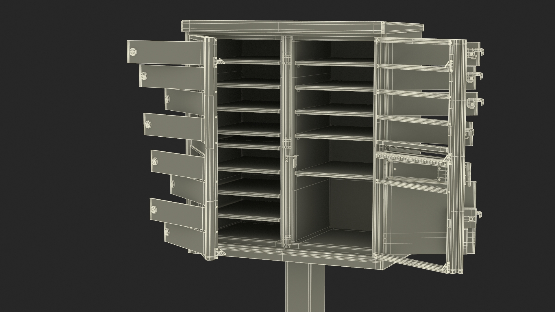 3D model Black Twelve Door Parcel Cluster Mailbox