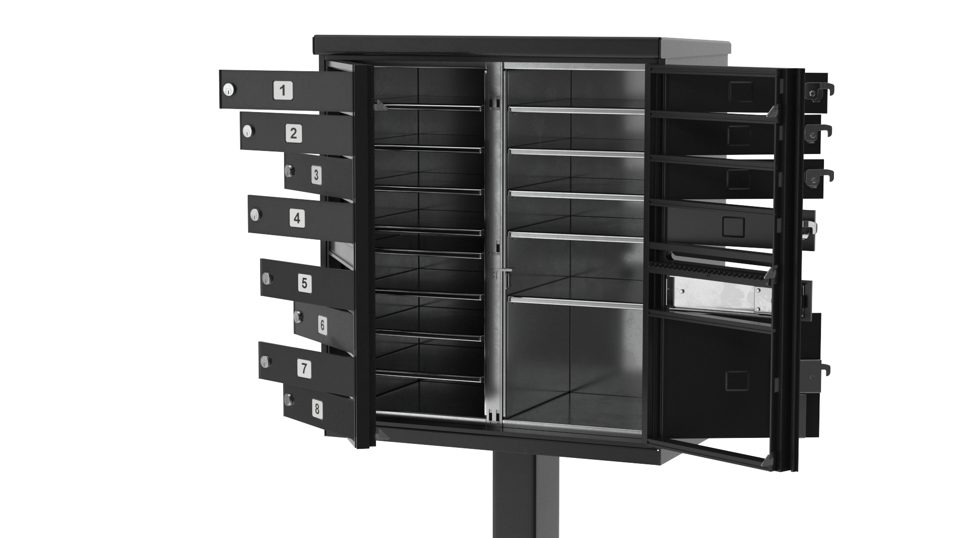 3D model Black Twelve Door Parcel Cluster Mailbox