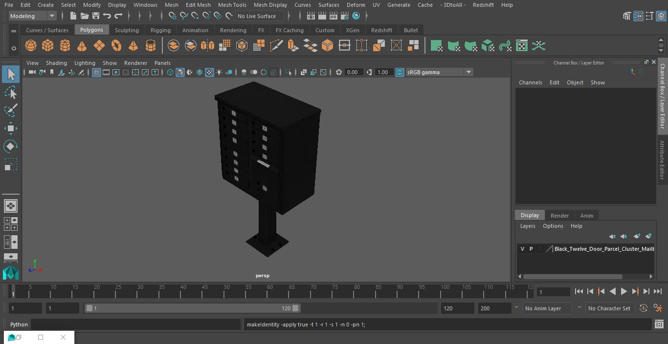3D model Black Twelve Door Parcel Cluster Mailbox