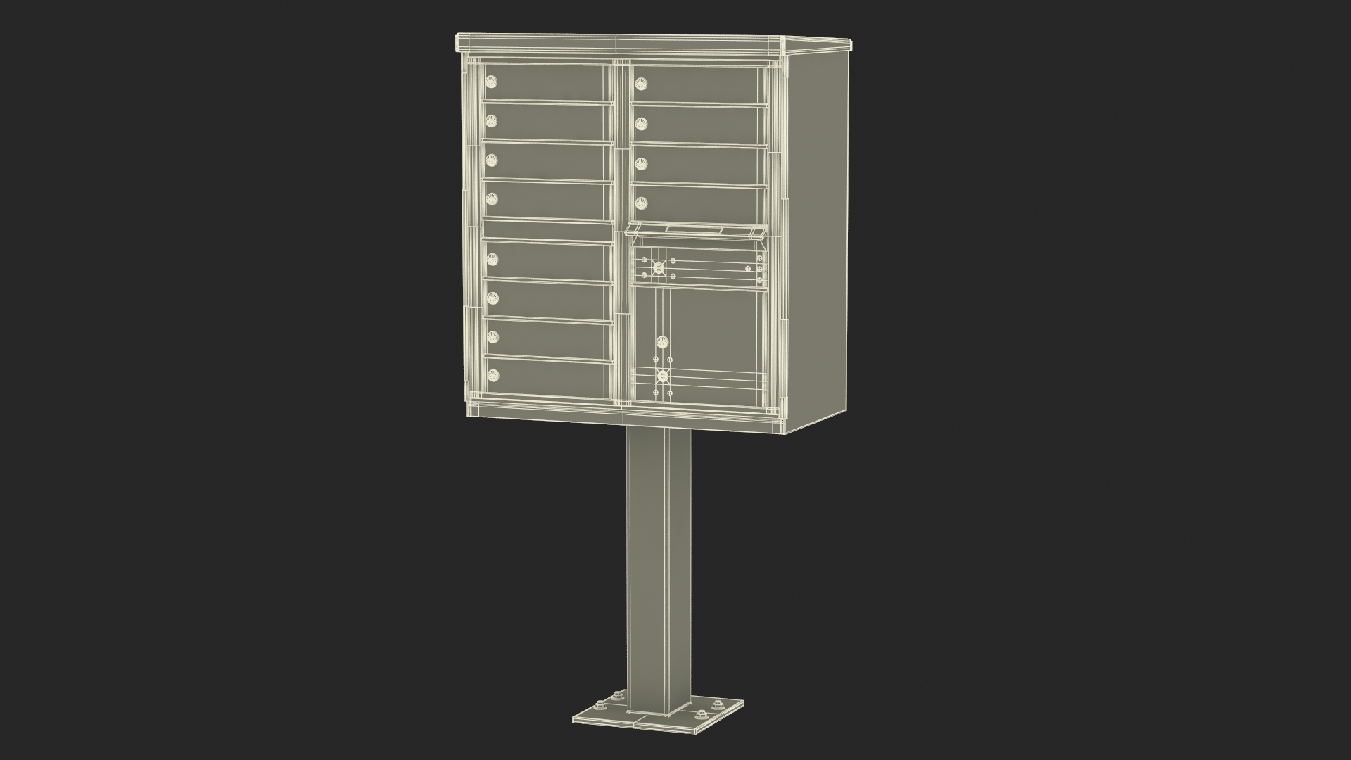 3D model Black Twelve Door Parcel Cluster Mailbox