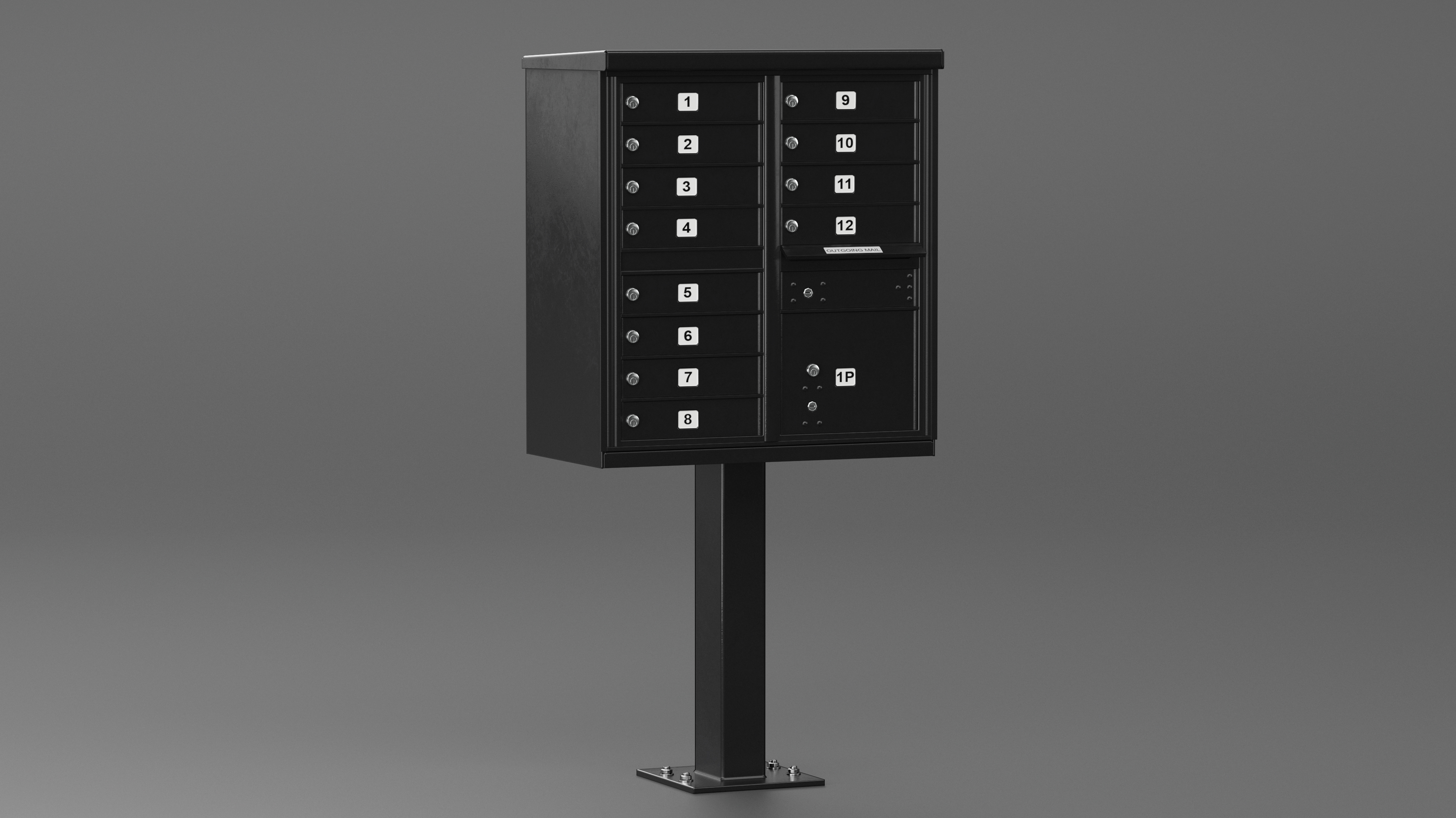 3D model Black Twelve Door Parcel Cluster Mailbox