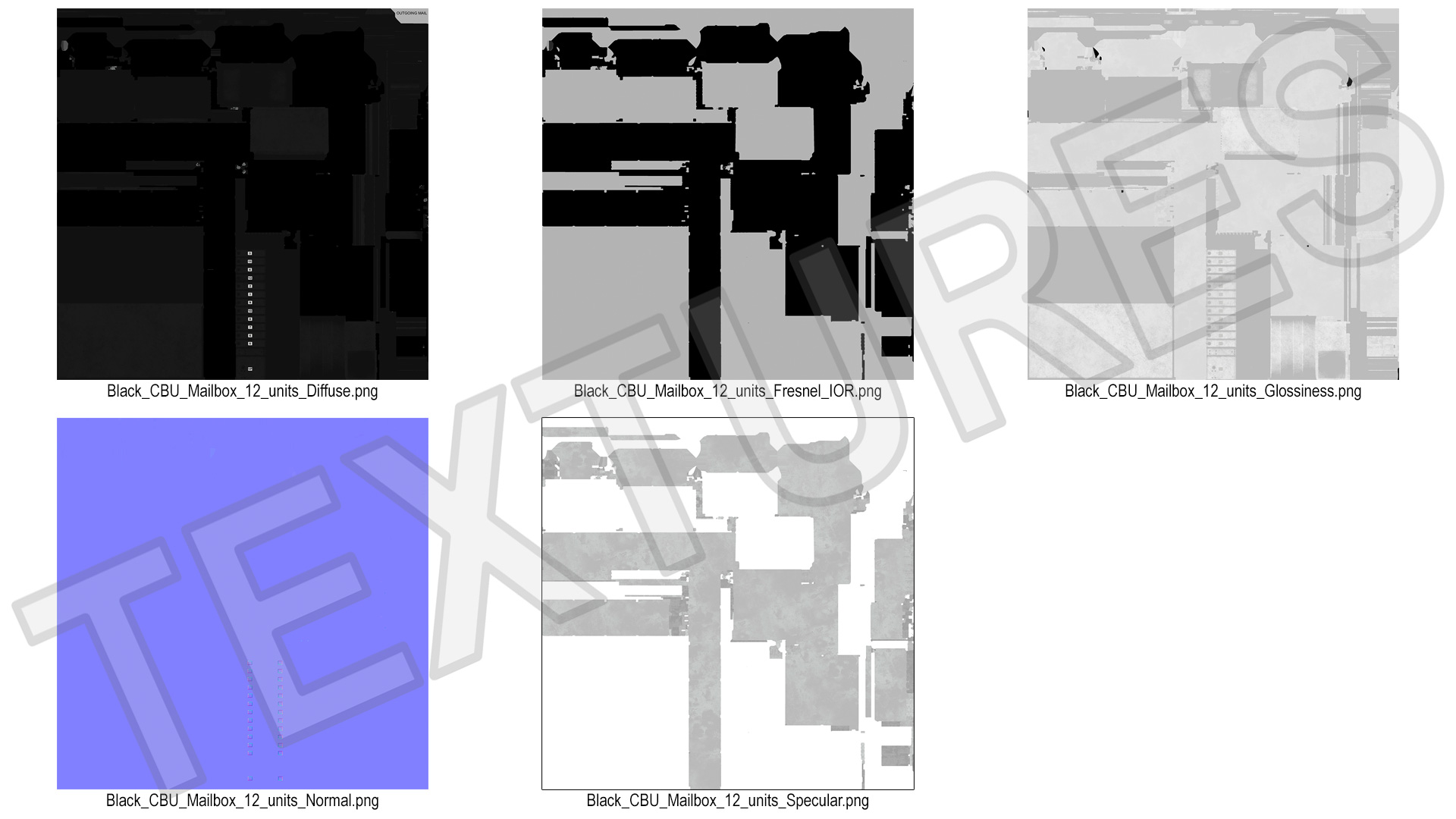 3D model Black Twelve Door Parcel Cluster Mailbox