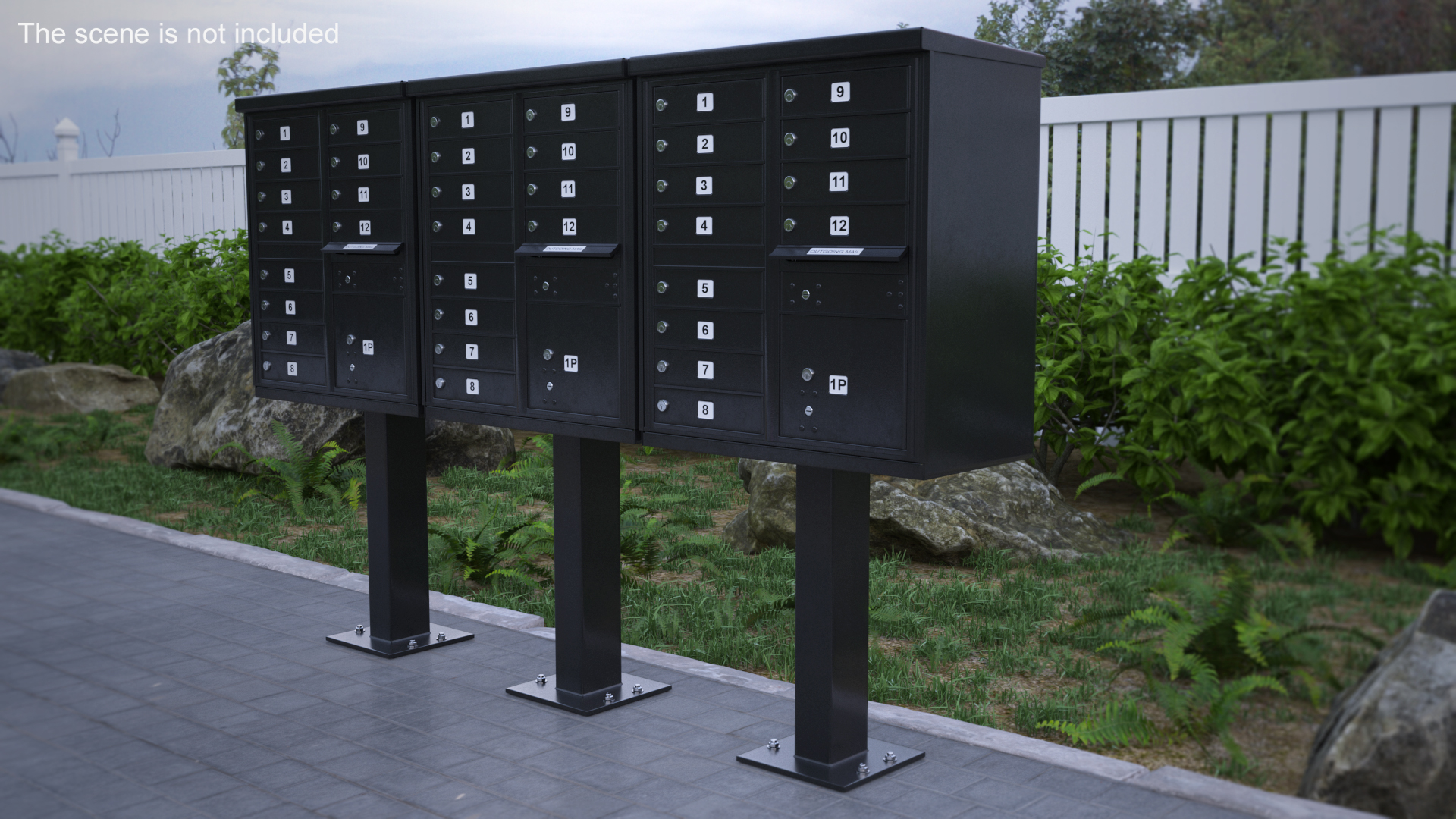 3D model Black Twelve Door Parcel Cluster Mailbox