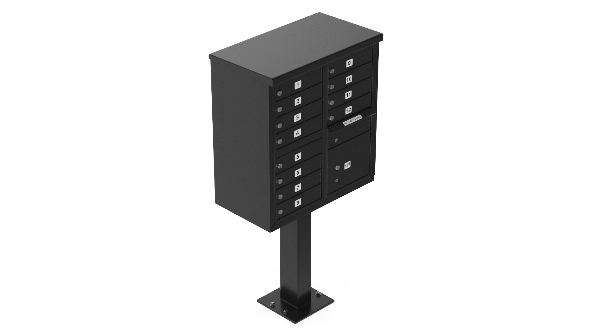 3D model Black Twelve Door Parcel Cluster Mailbox
