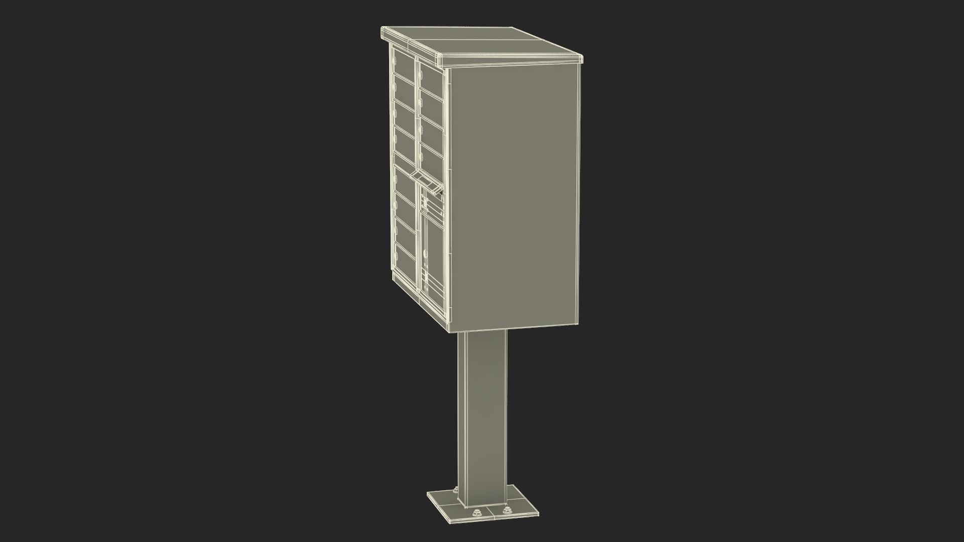 3D model Black Twelve Door Parcel Cluster Mailbox