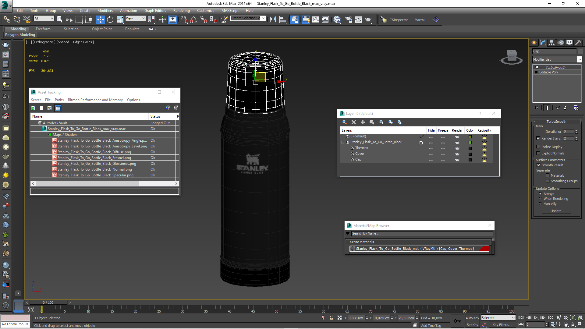 3D Stanley Classic Legendary Bottle Black model