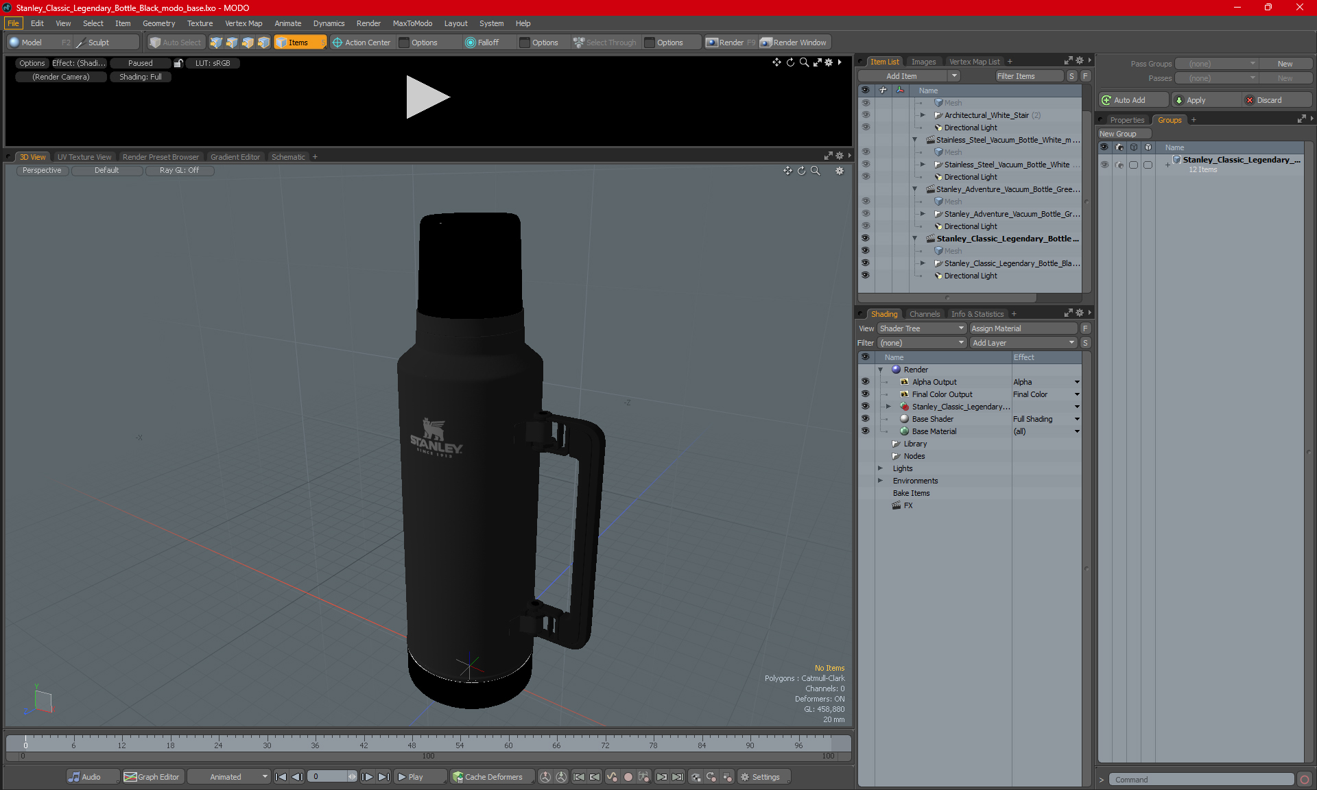 3D Stanley Classic Legendary Bottle Black model