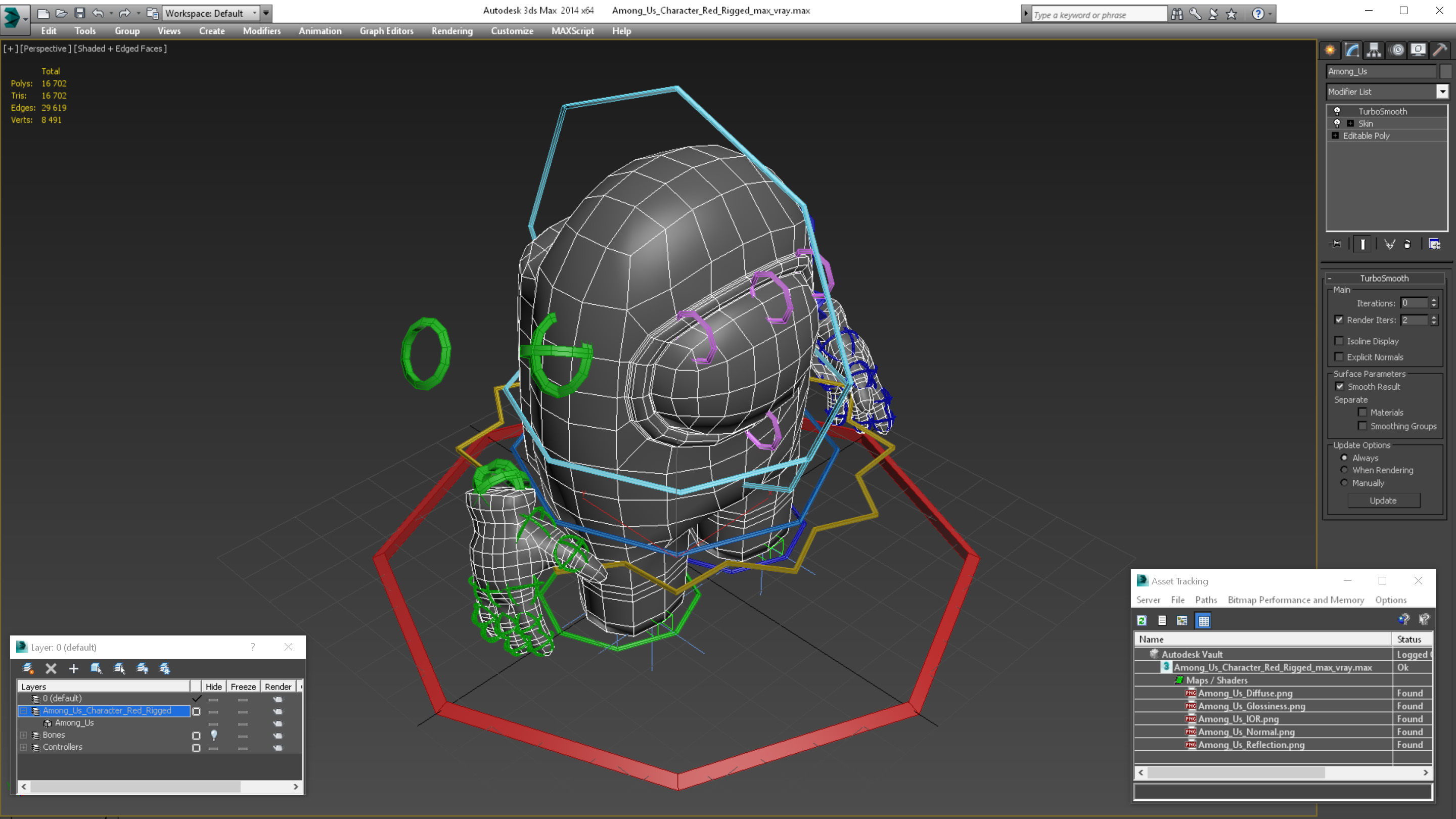 3D Among Us Character Red Rigged for Modo model