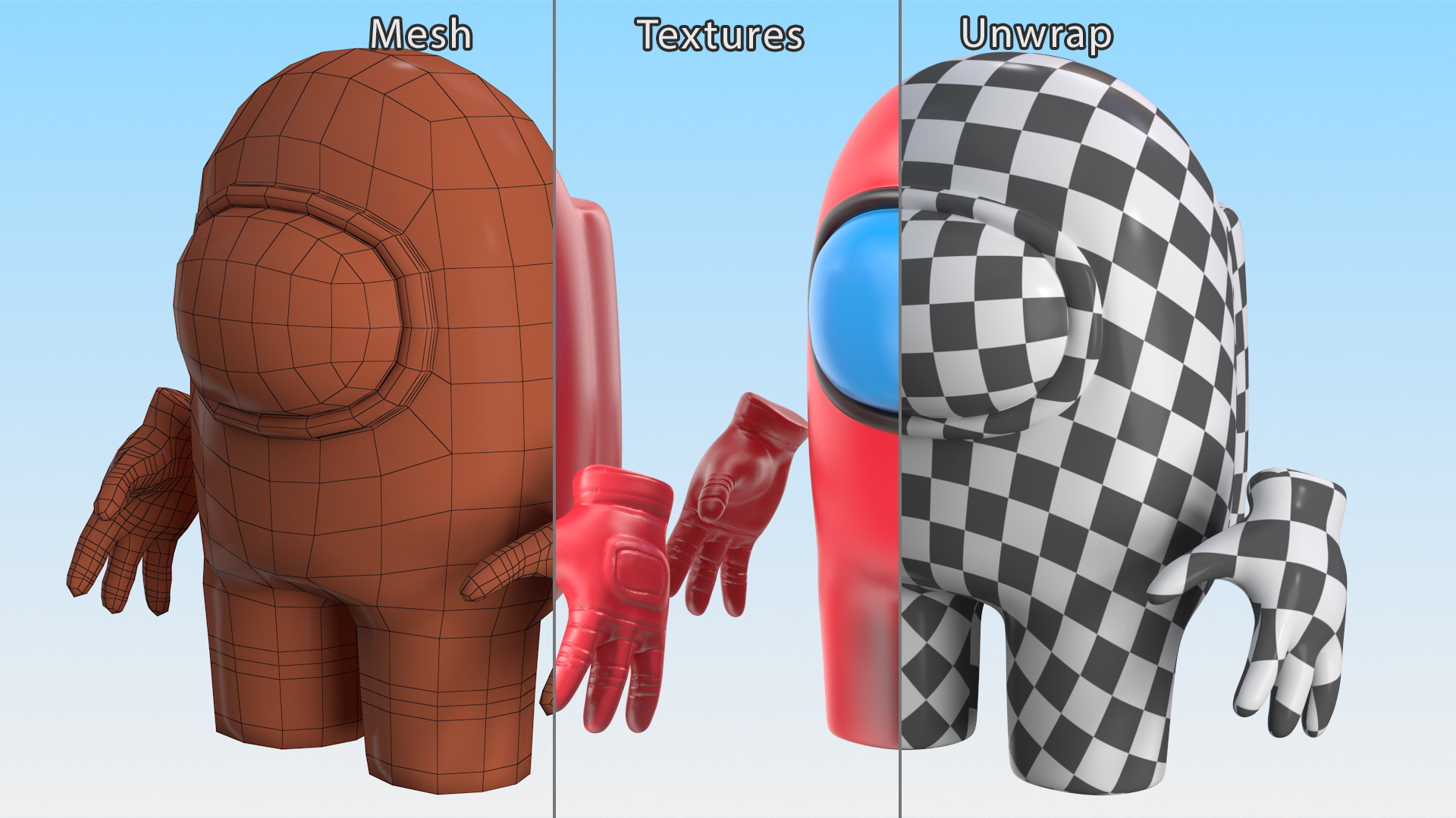 3D Among Us Character Red Rigged for Modo model
