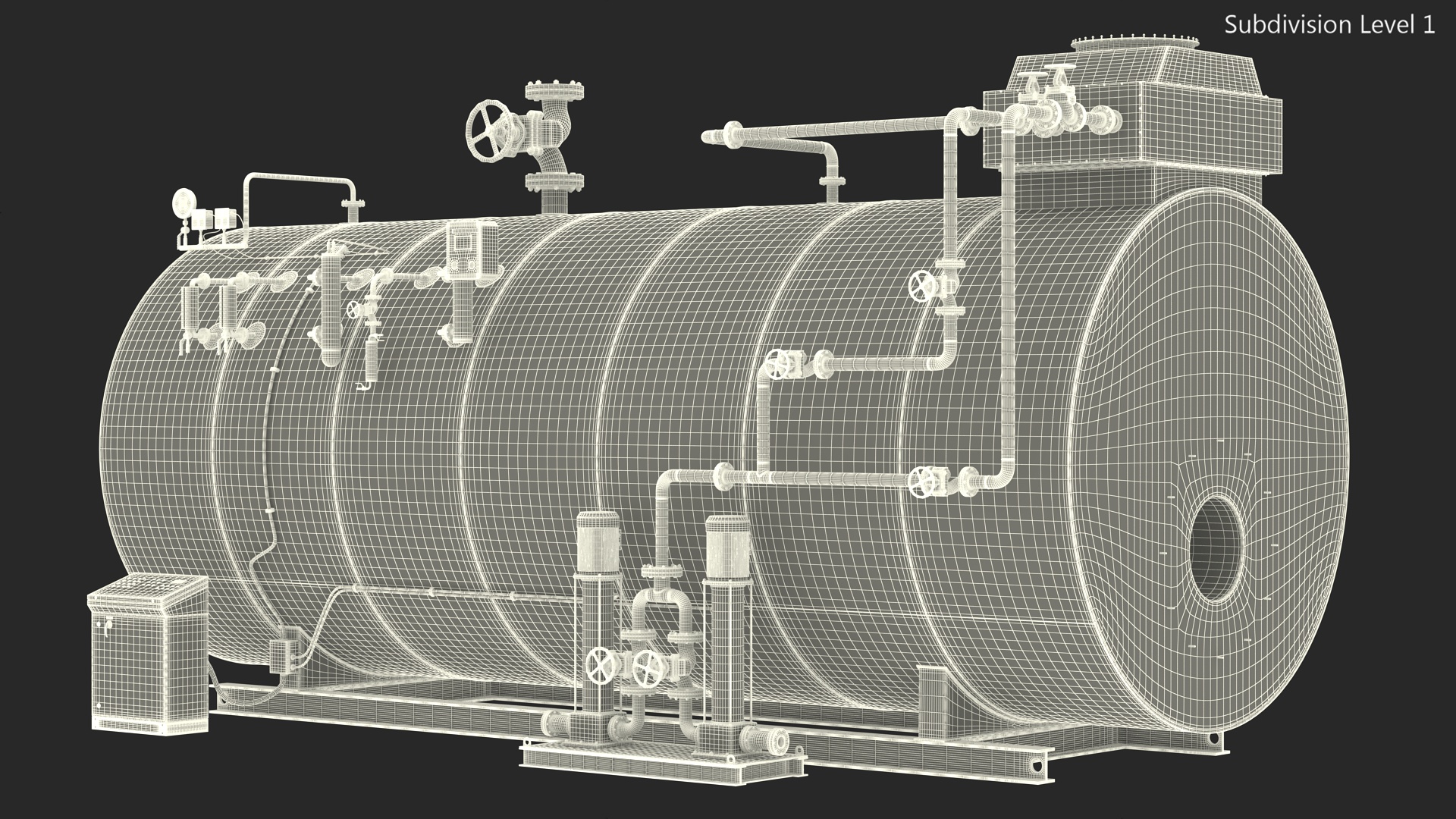 3D Industrial Horizontal Boiler model