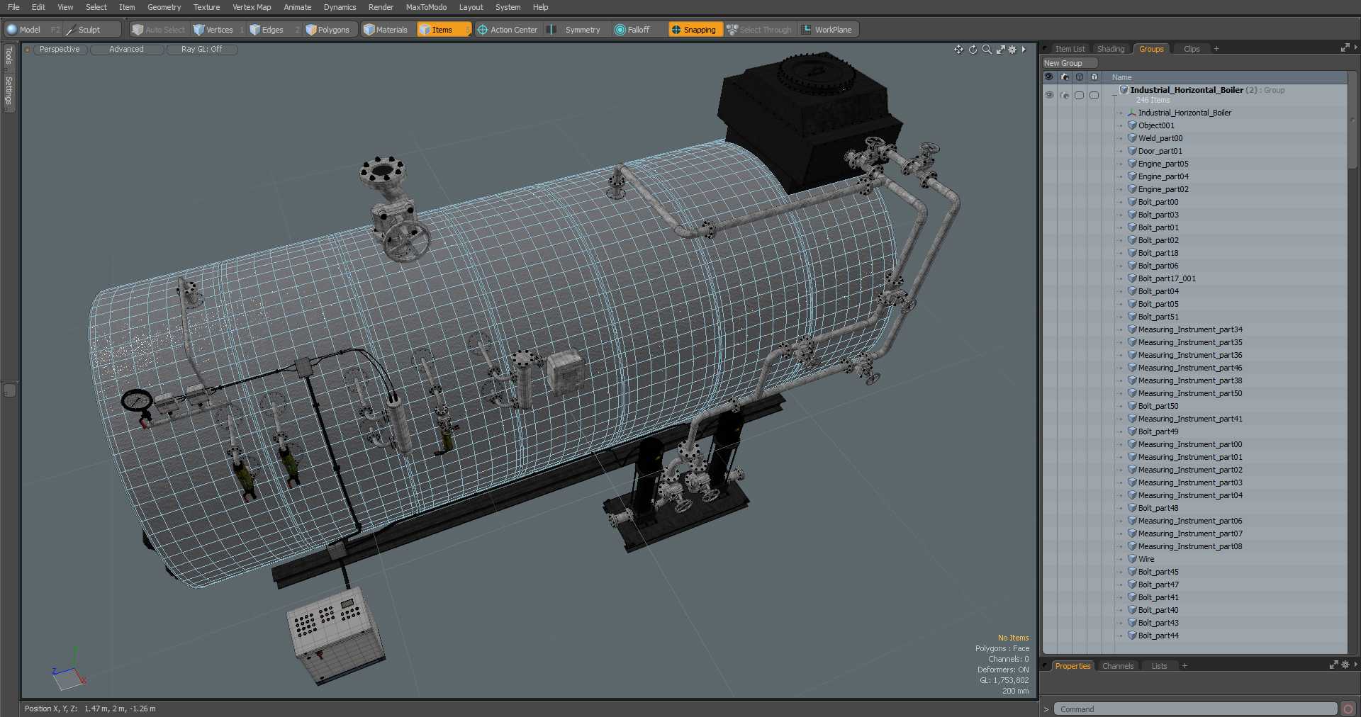 3D Industrial Horizontal Boiler model