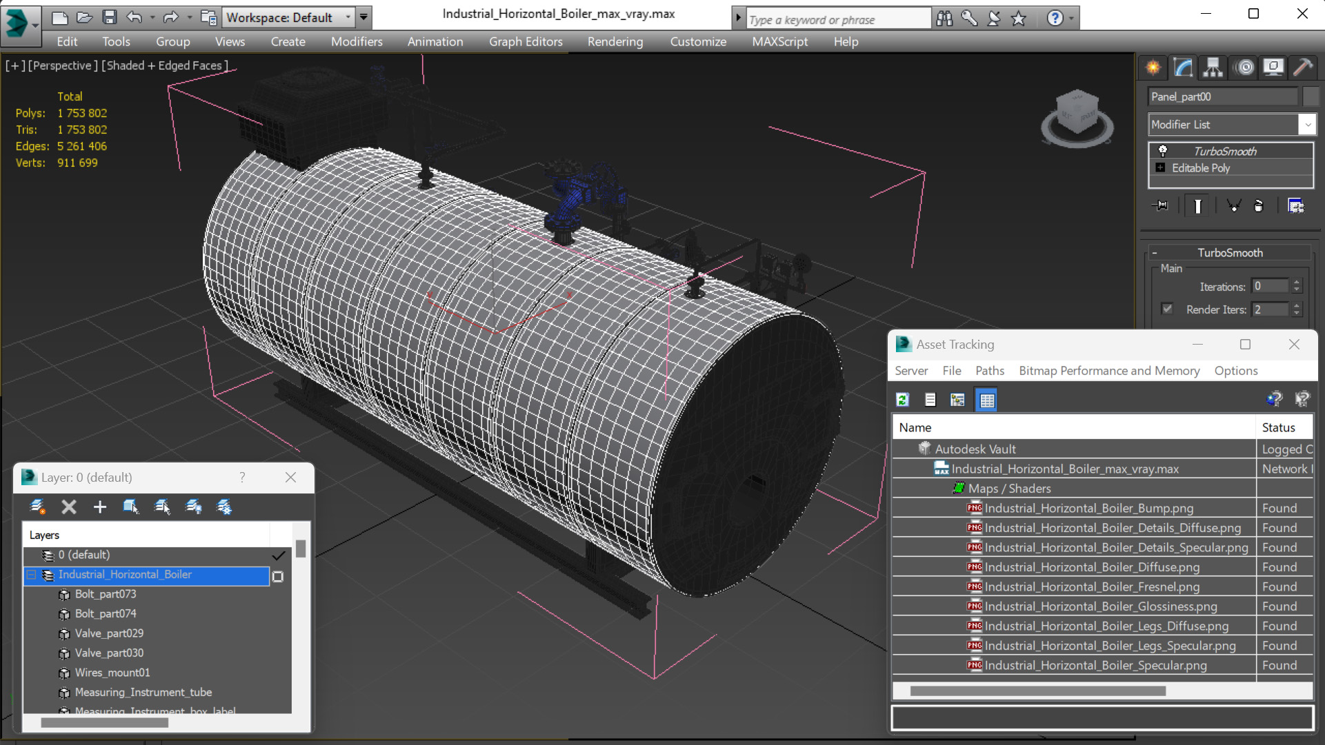 3D Industrial Horizontal Boiler model