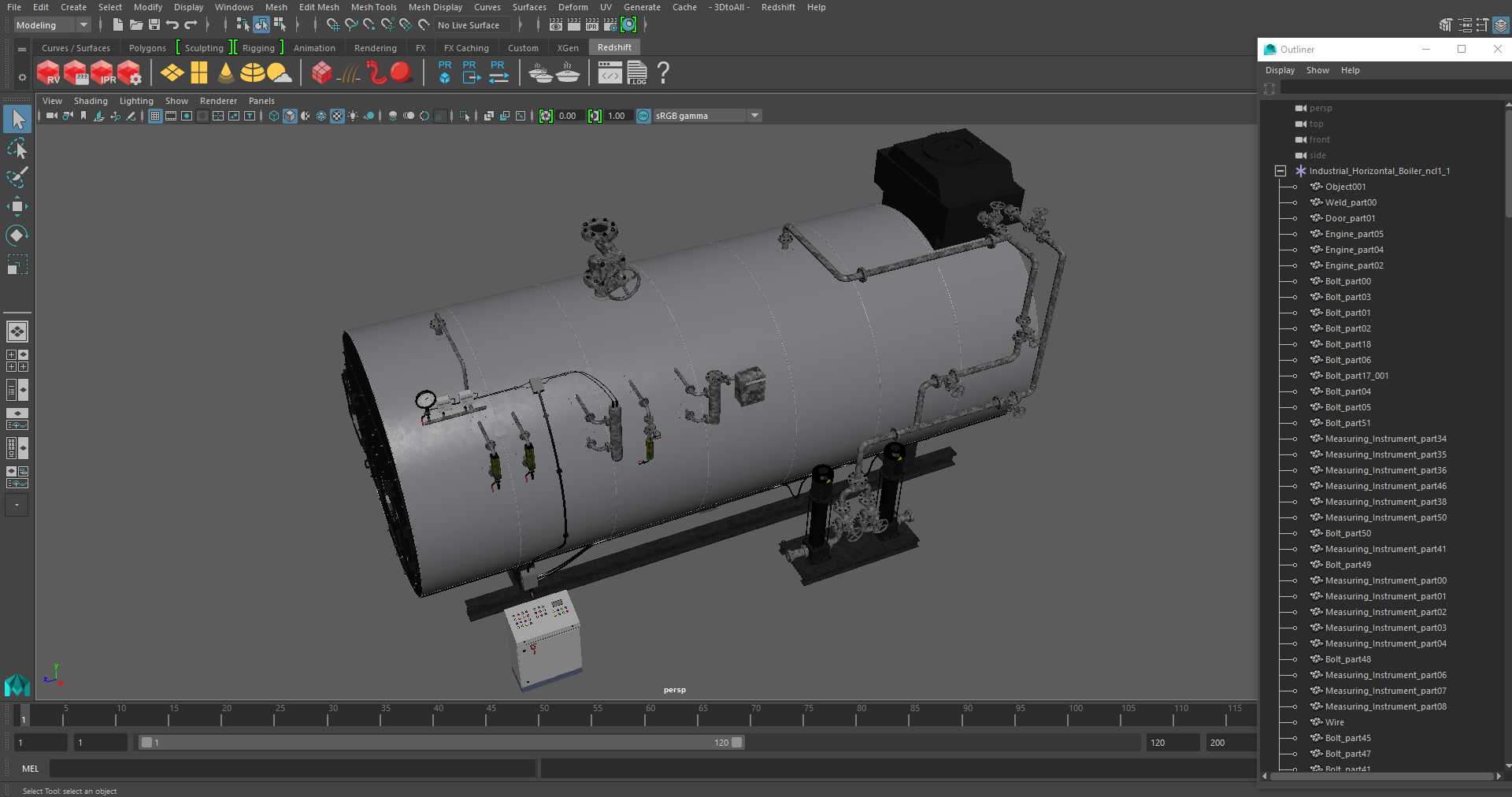 3D Industrial Horizontal Boiler model