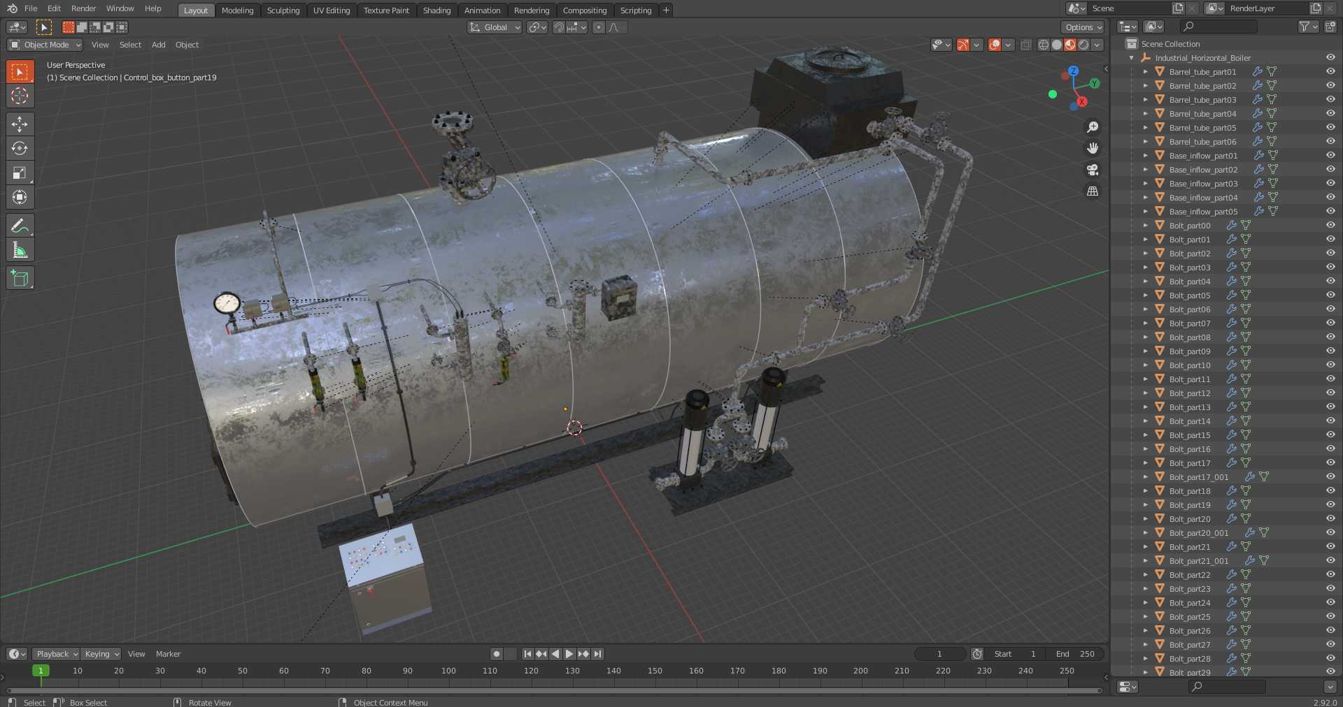 3D Industrial Horizontal Boiler model