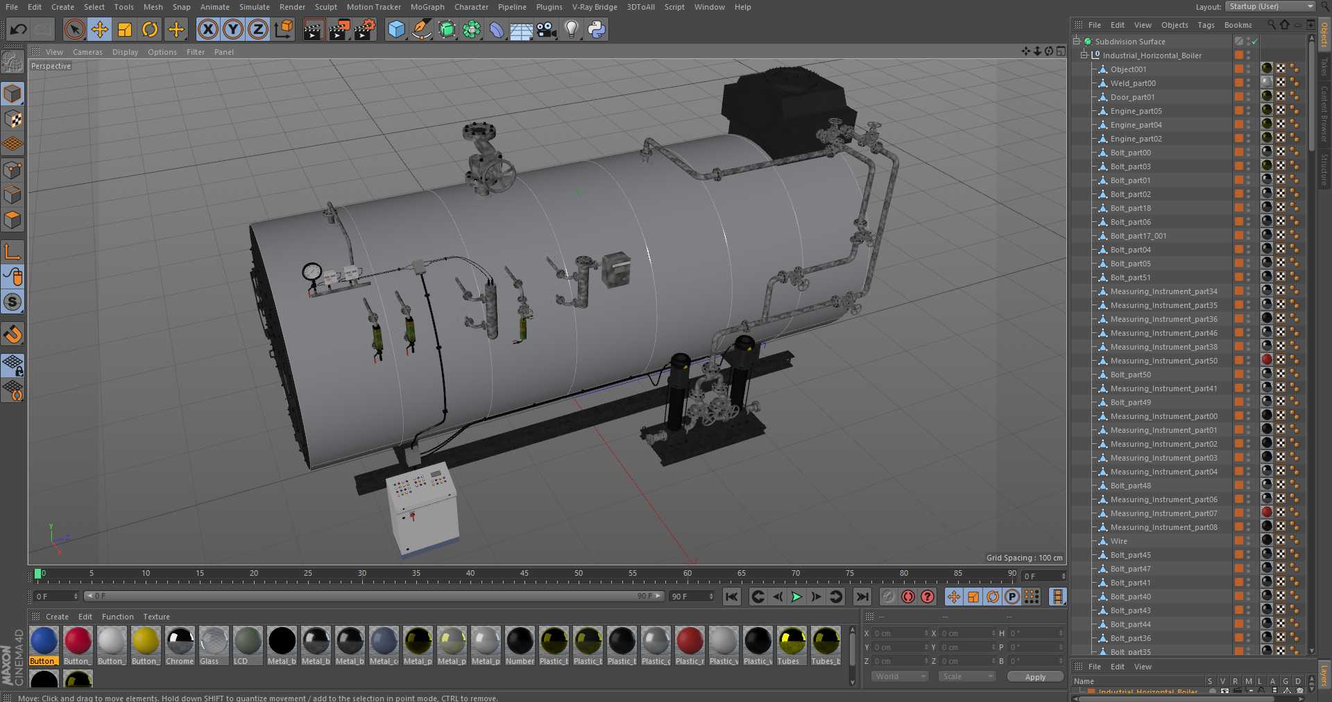 3D Industrial Horizontal Boiler model