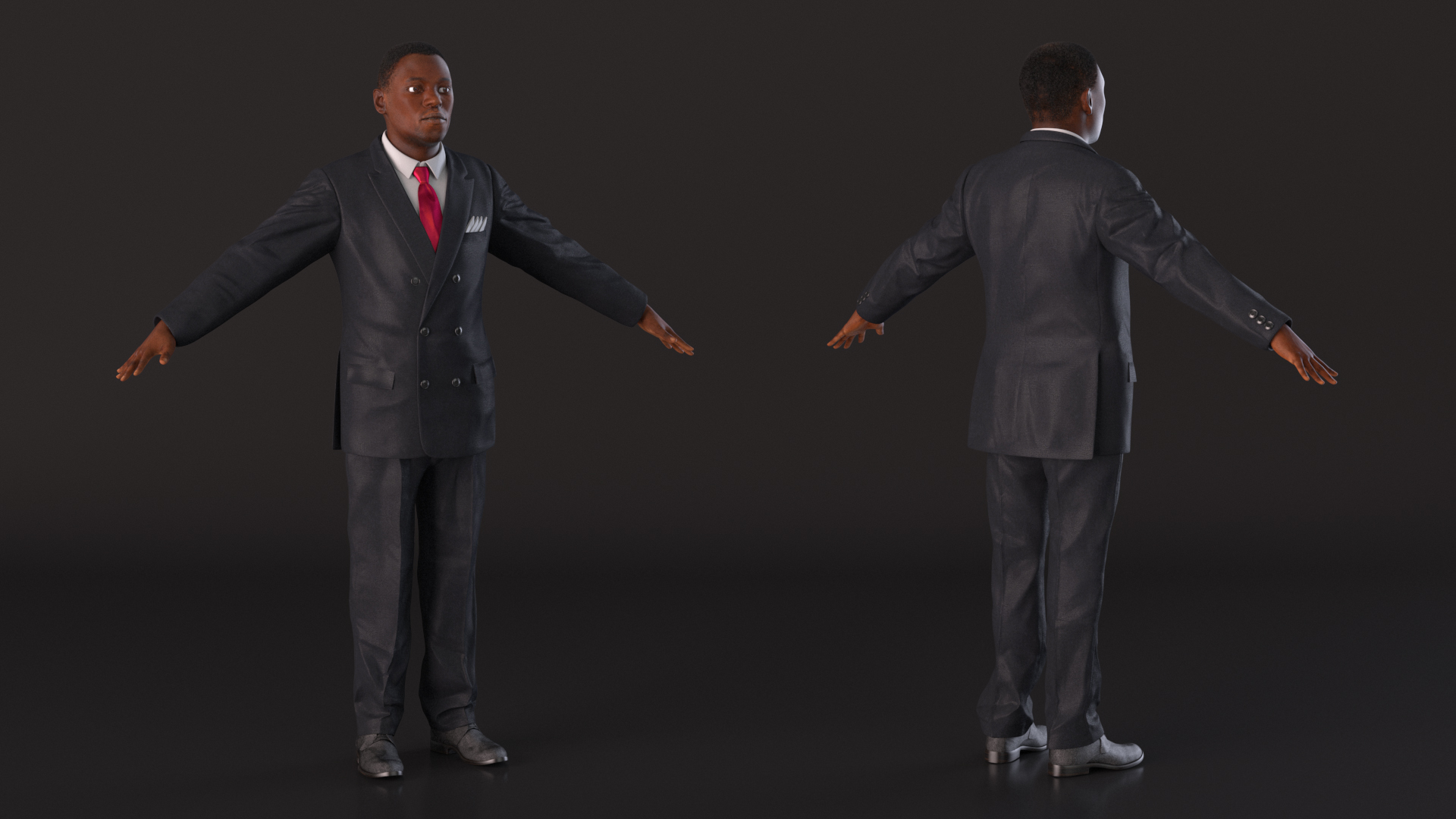 3D Stylish African American Business Man Fur Rigged model