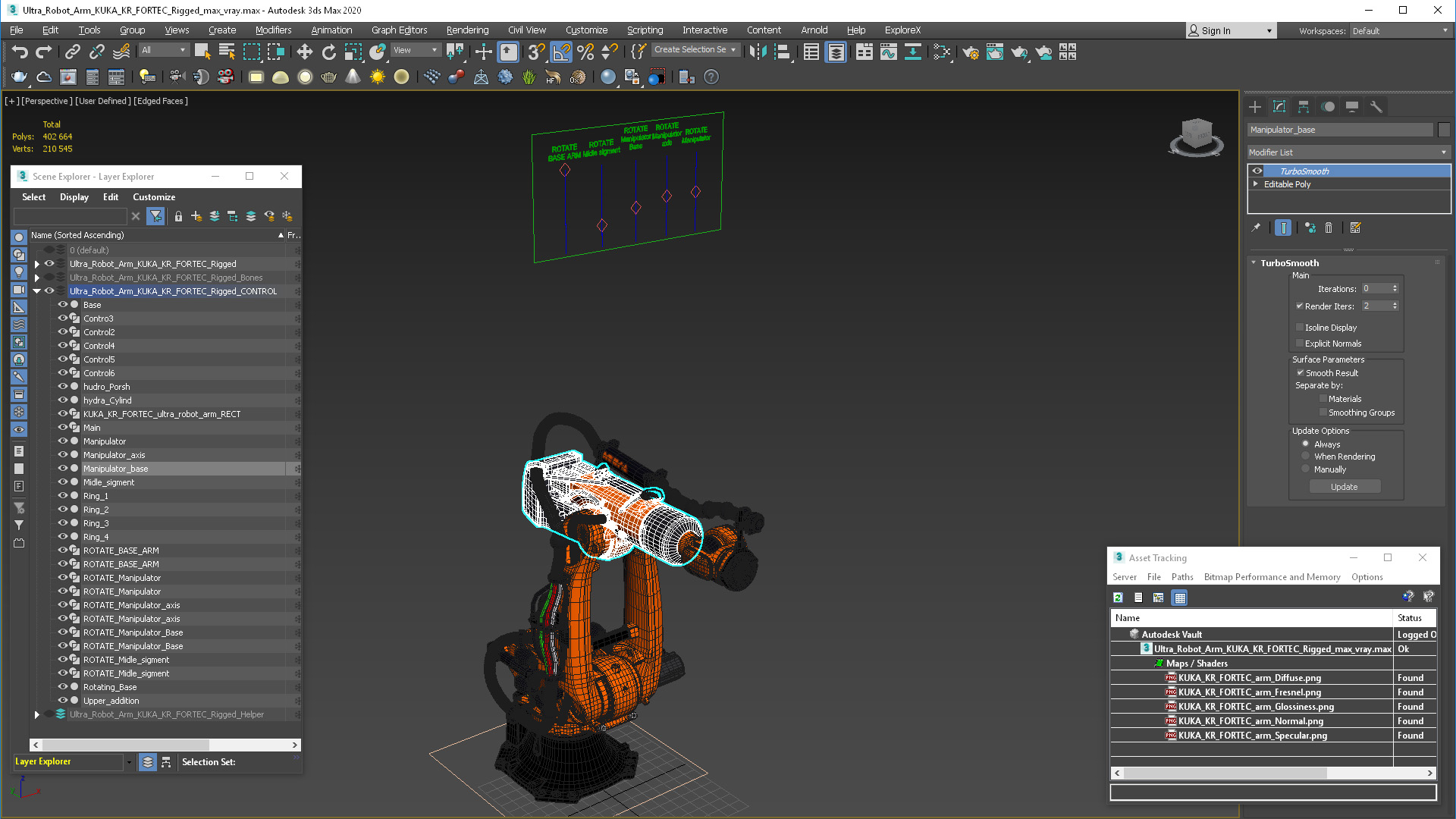 Ultra Robot Arm KUKA KR FORTEC Rigged 3D