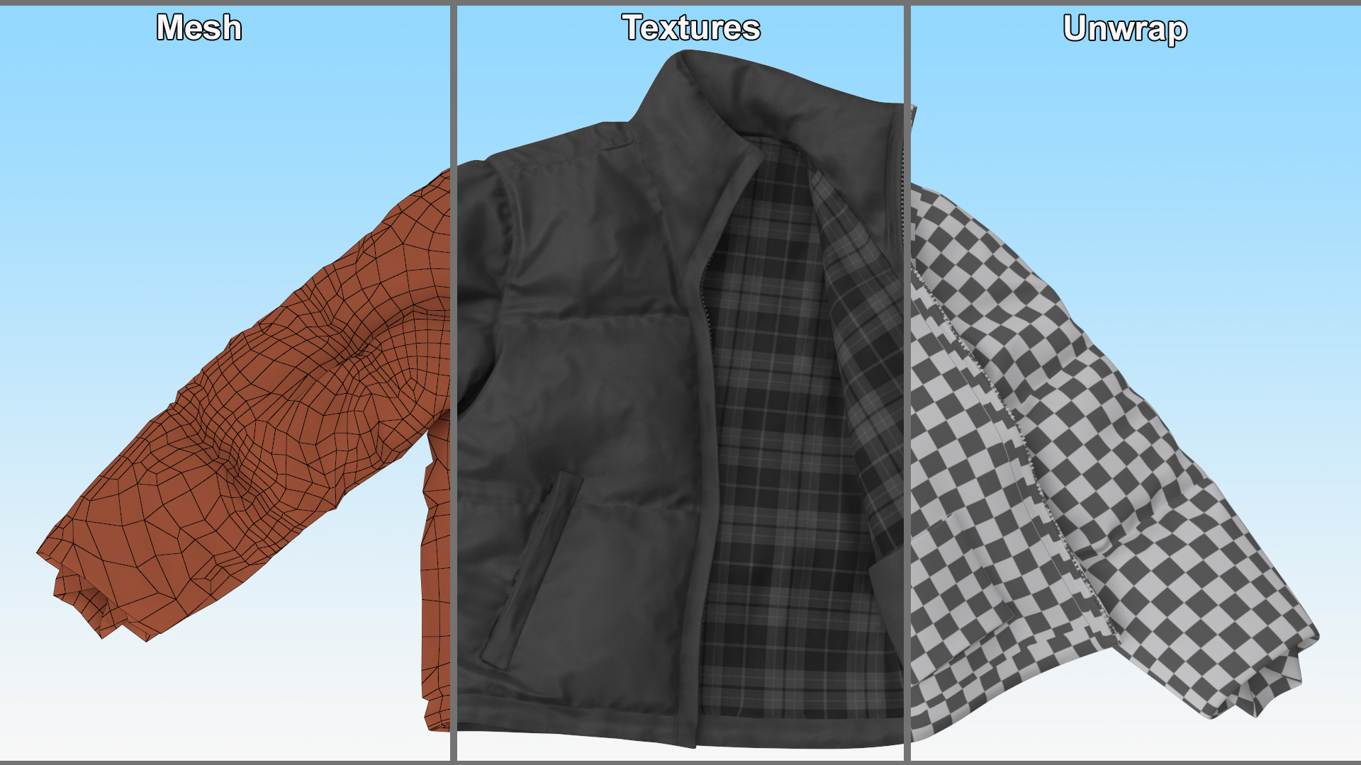 Black Mens Down Jacket Laying 3D model