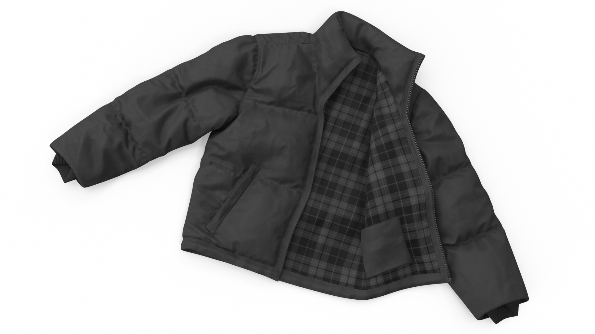 Black Mens Down Jacket Laying 3D model