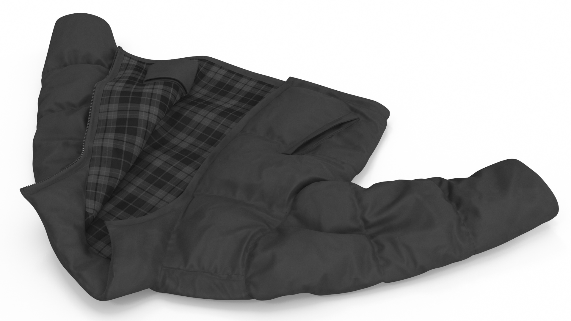 Black Mens Down Jacket Laying 3D model