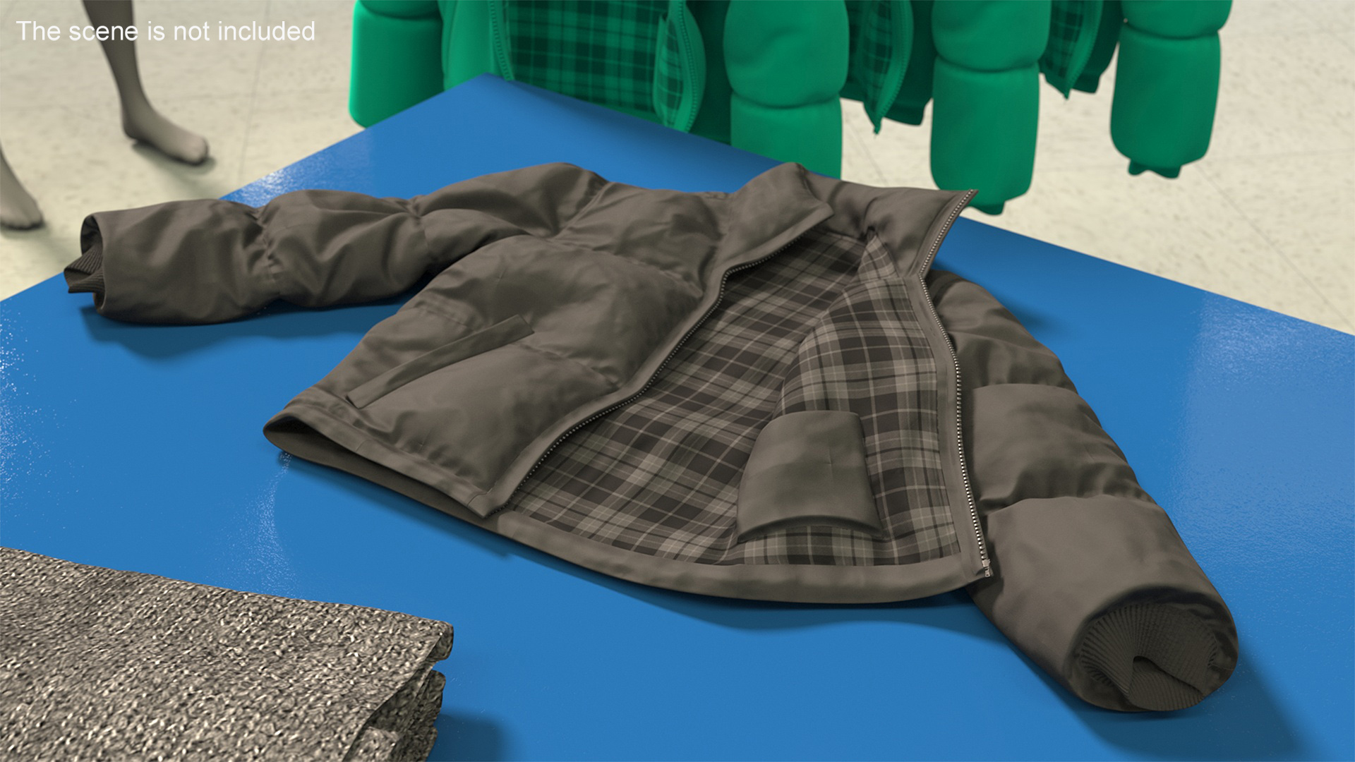 Black Mens Down Jacket Laying 3D model