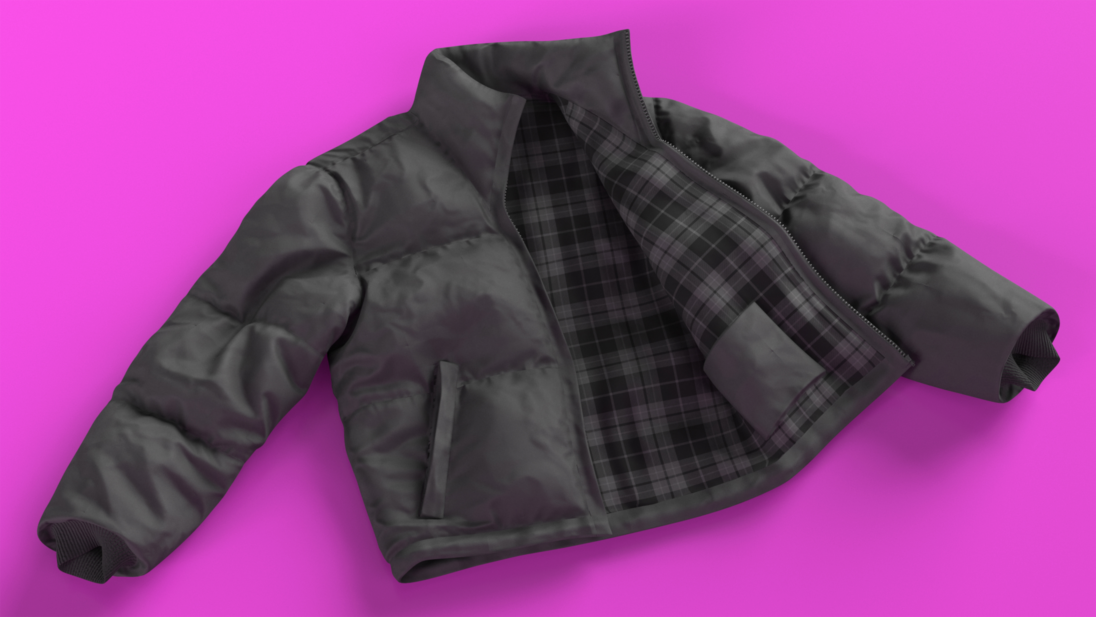 Black Mens Down Jacket Laying 3D model