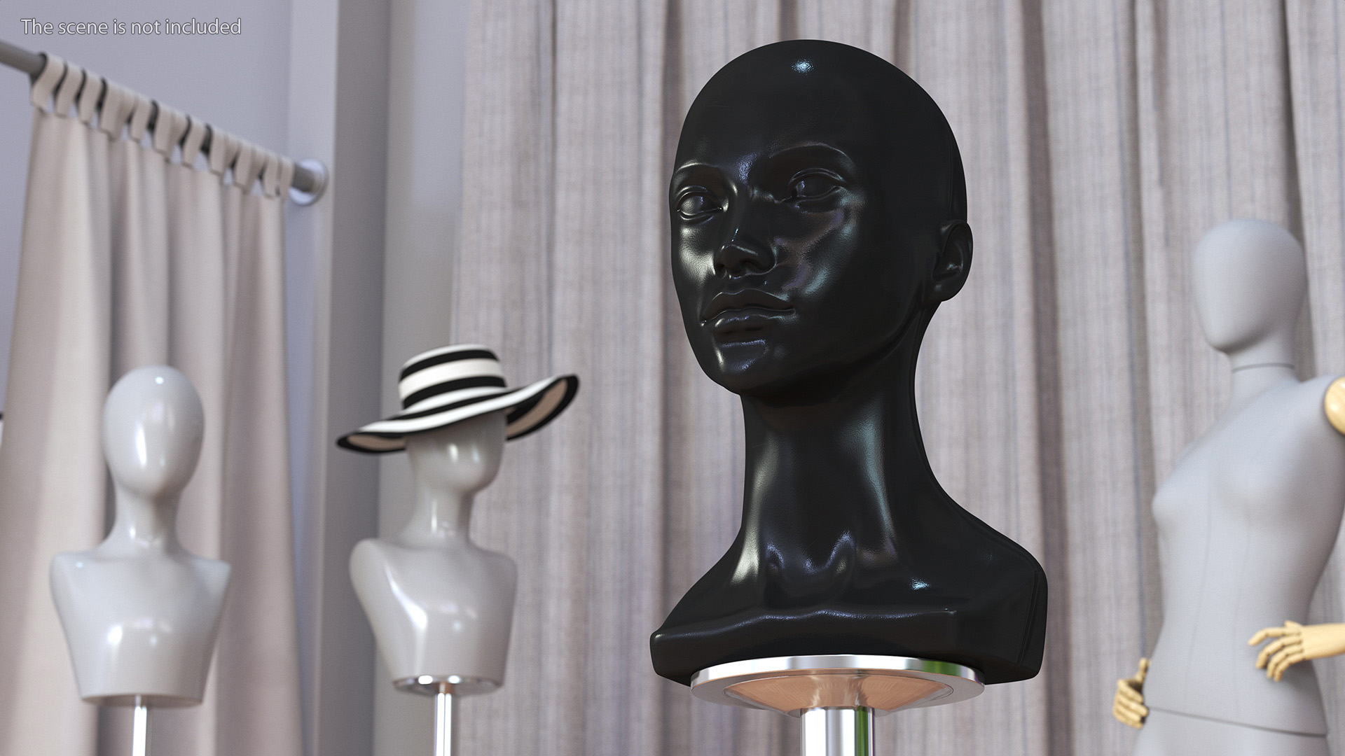 3D Black Woman Mannequin Head