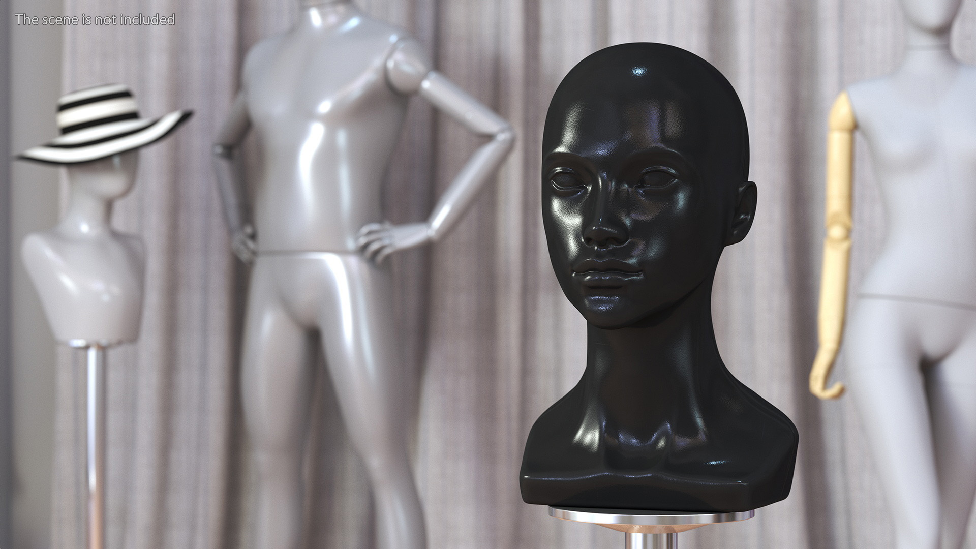 3D Black Woman Mannequin Head
