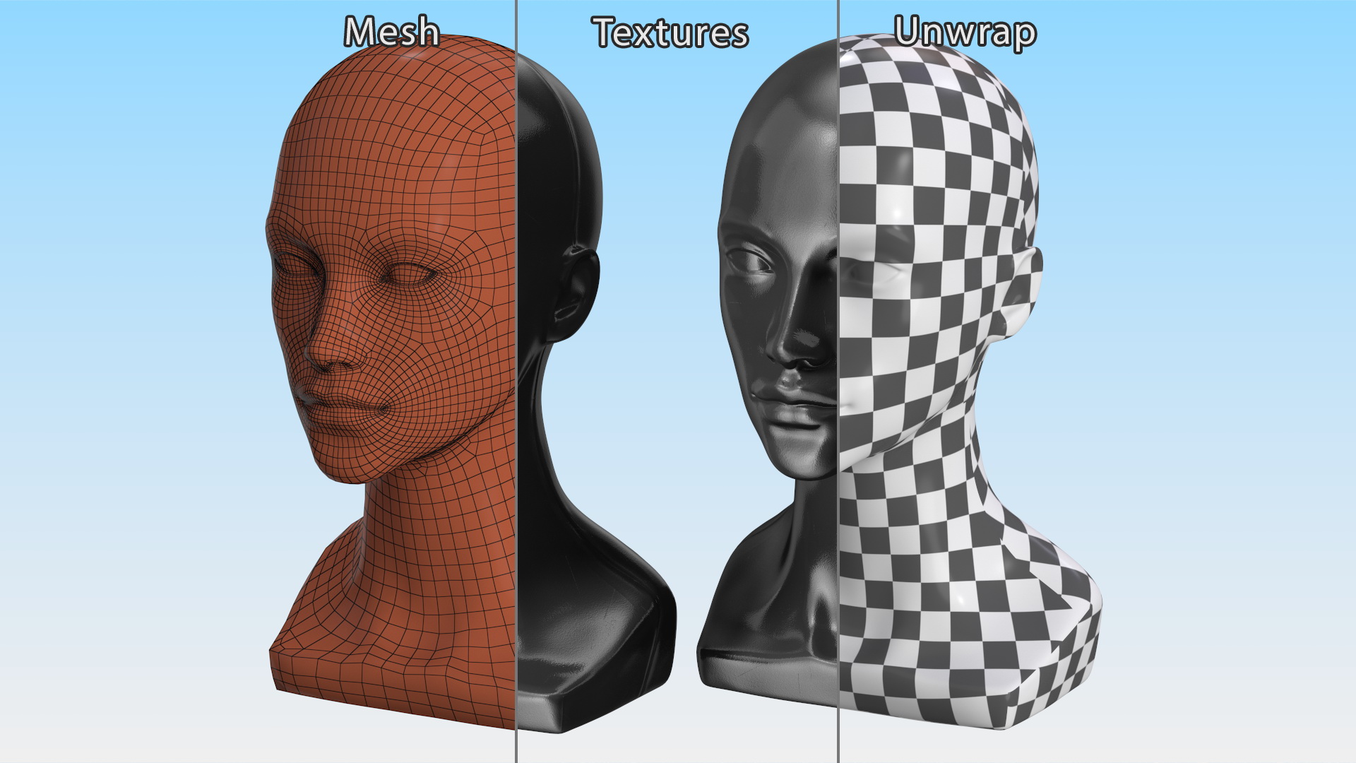 3D Black Woman Mannequin Head