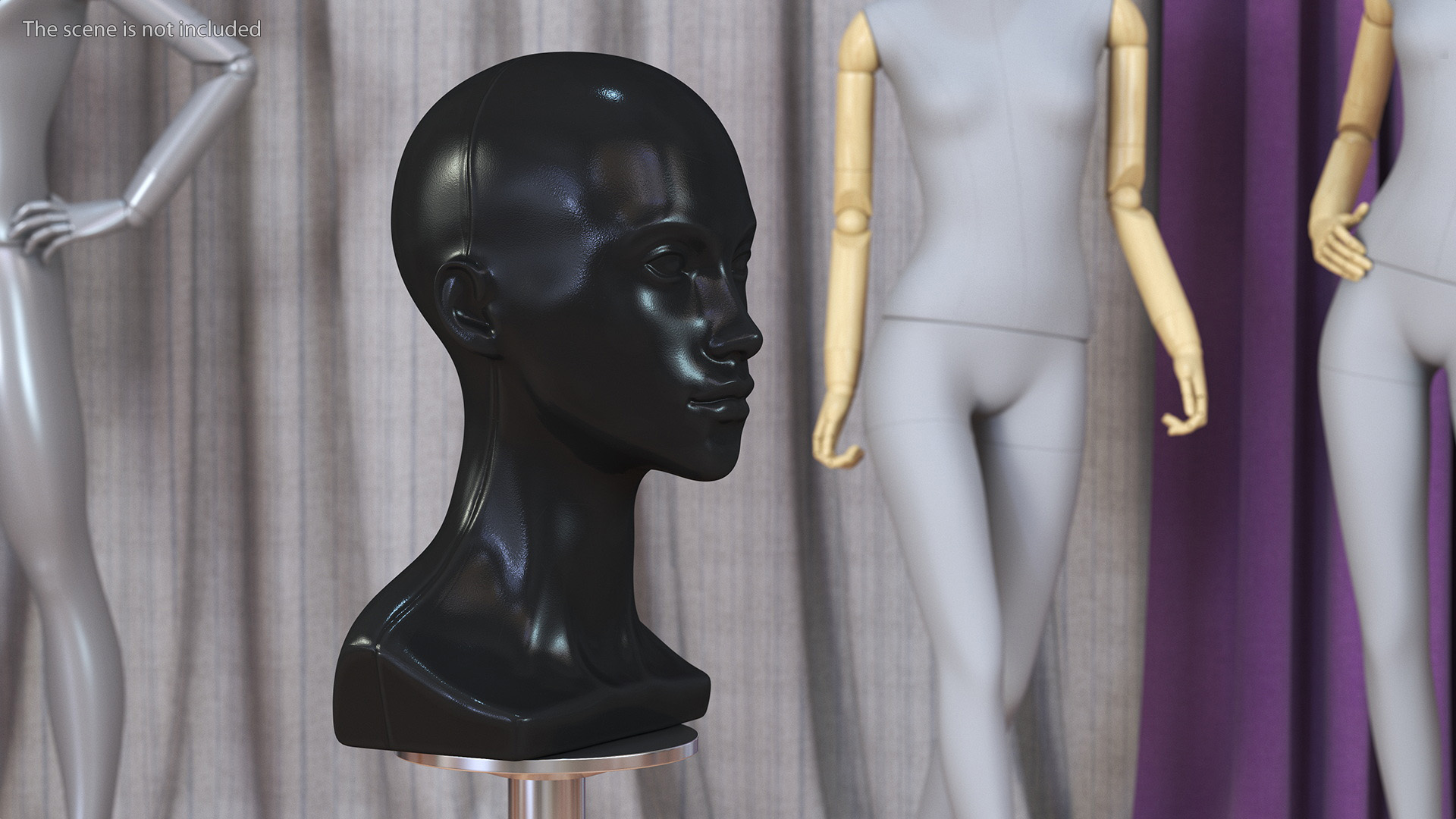 3D Black Woman Mannequin Head