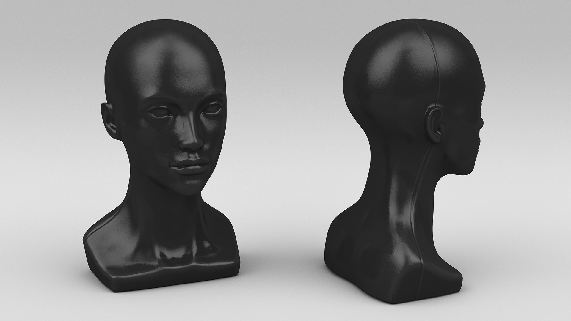3D Black Woman Mannequin Head