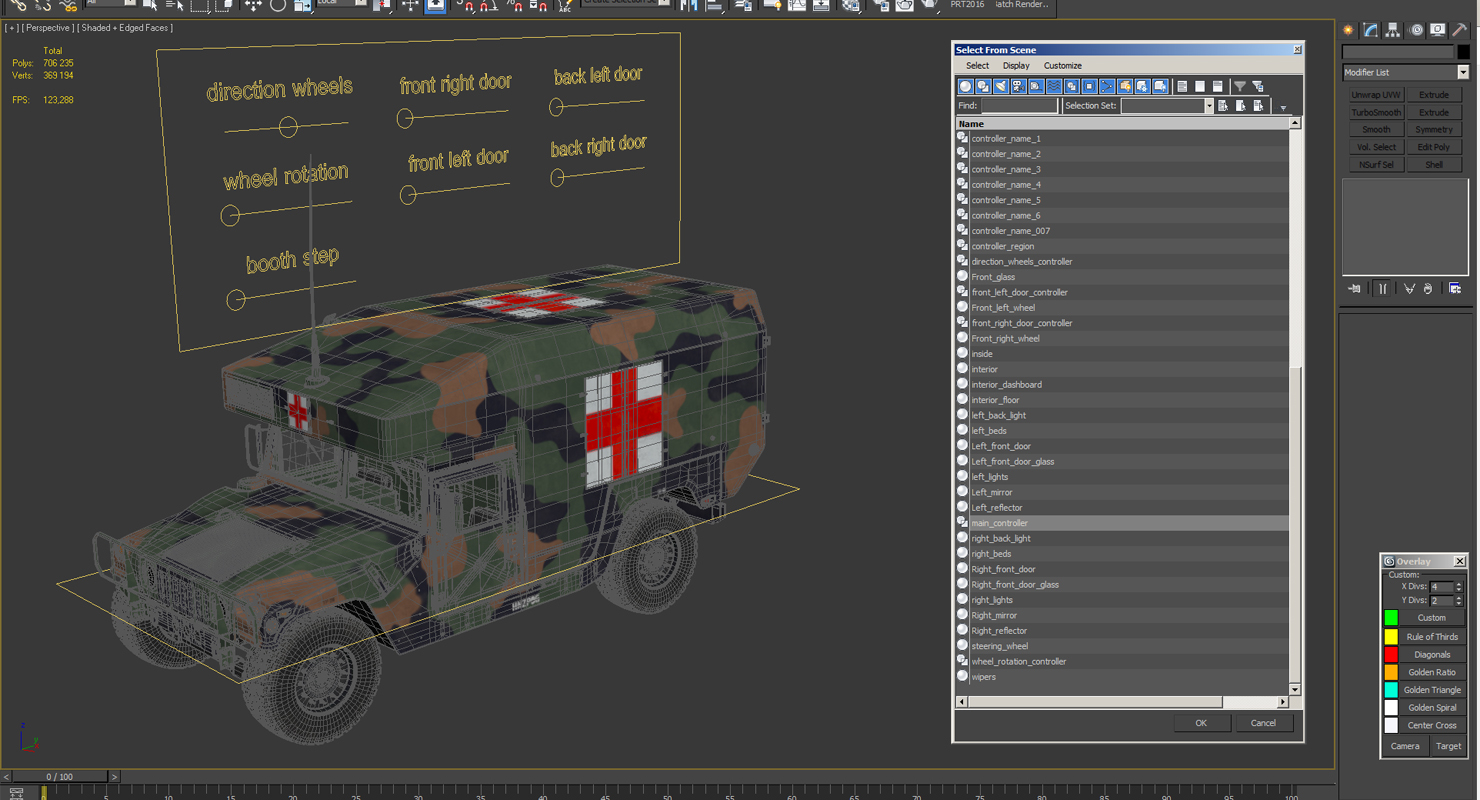 3D model Ambulance Military Car HMMWV m997 Rigged Camo