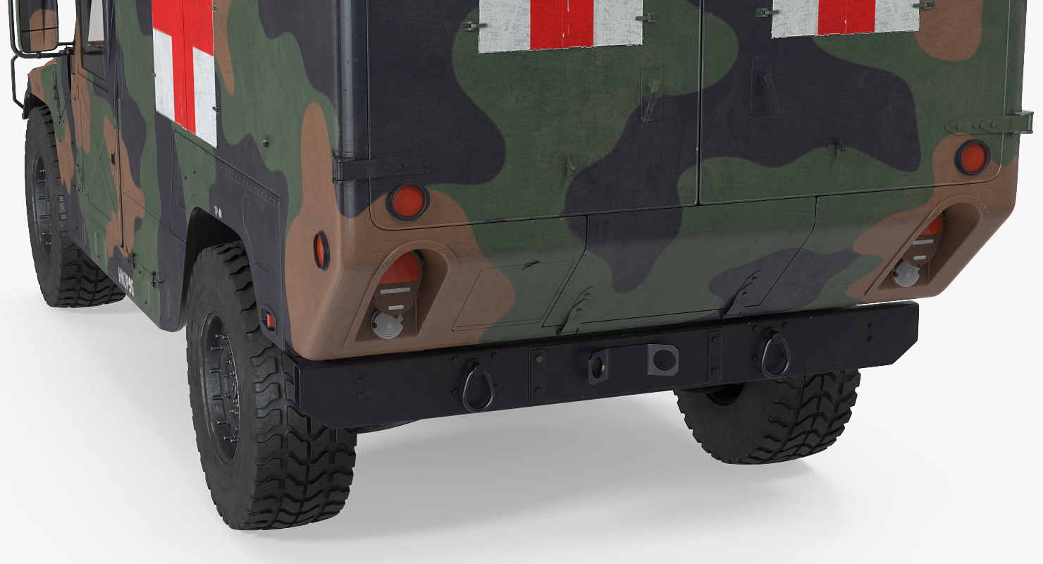 3D model Ambulance Military Car HMMWV m997 Rigged Camo