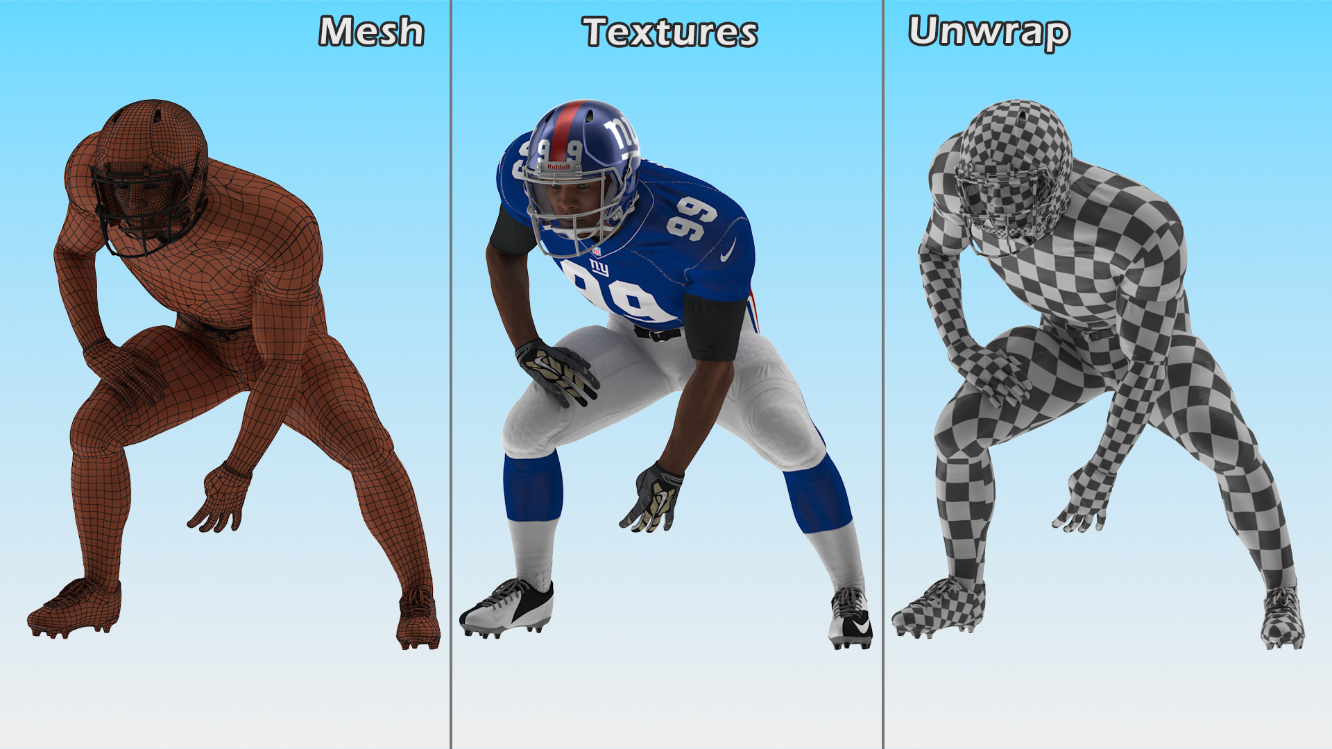 New York Giants American Football Player Crouching Fur 3D model