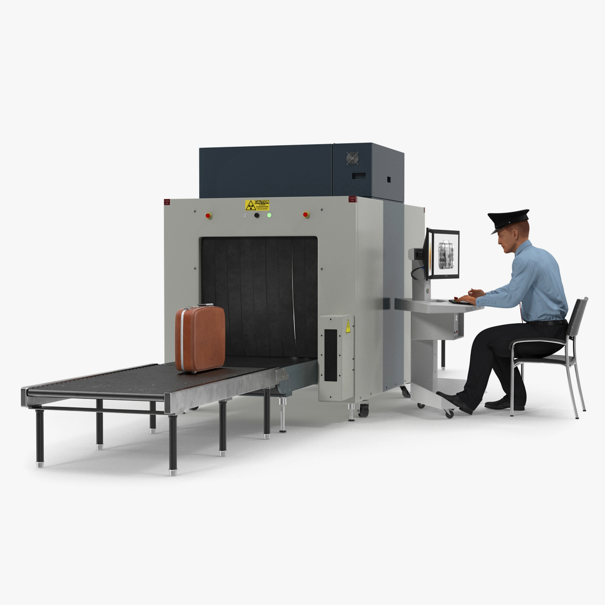 Airport Security Officer Xray Baggage Scanning